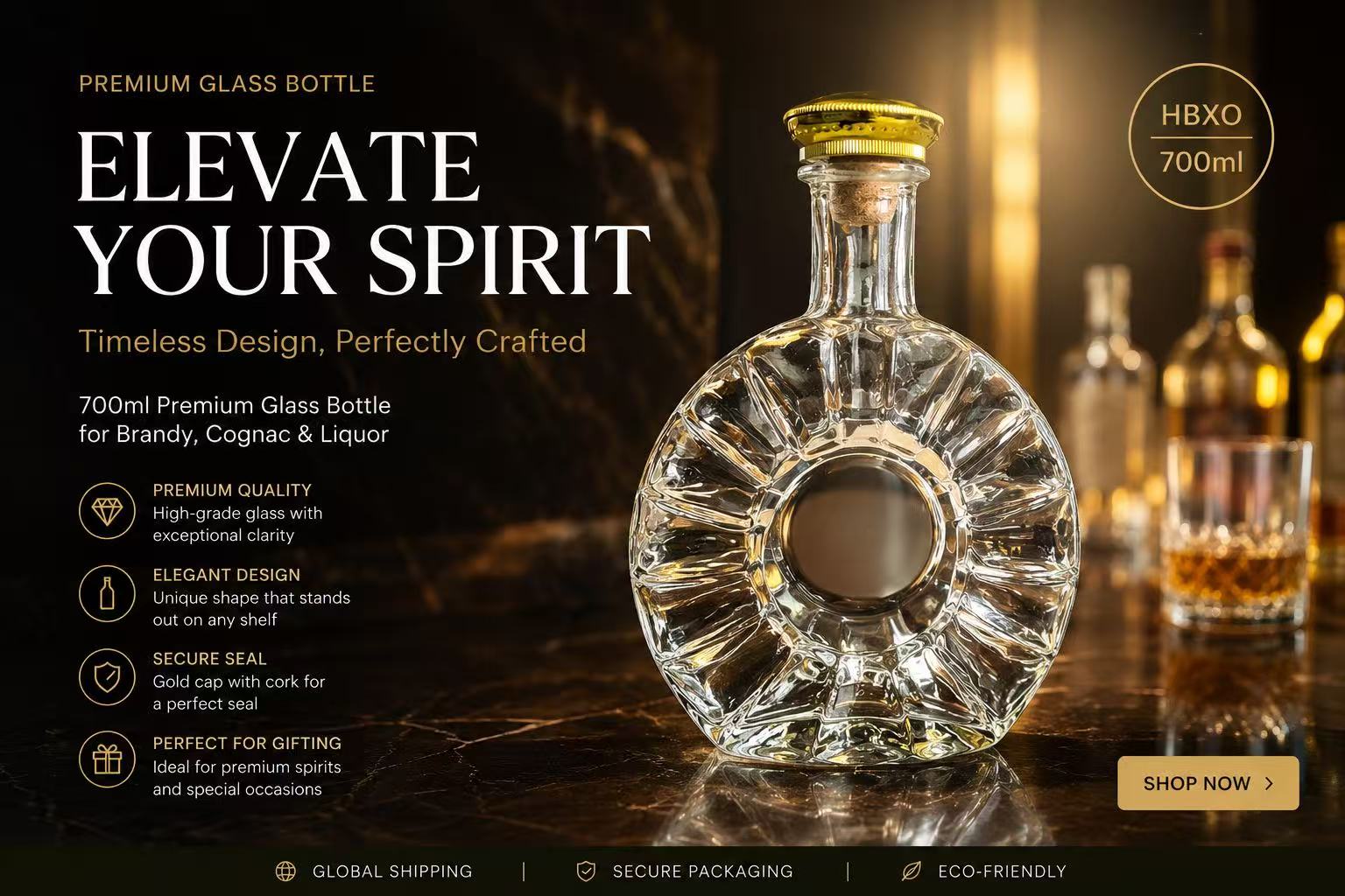 Round Glass Bottle 700ml