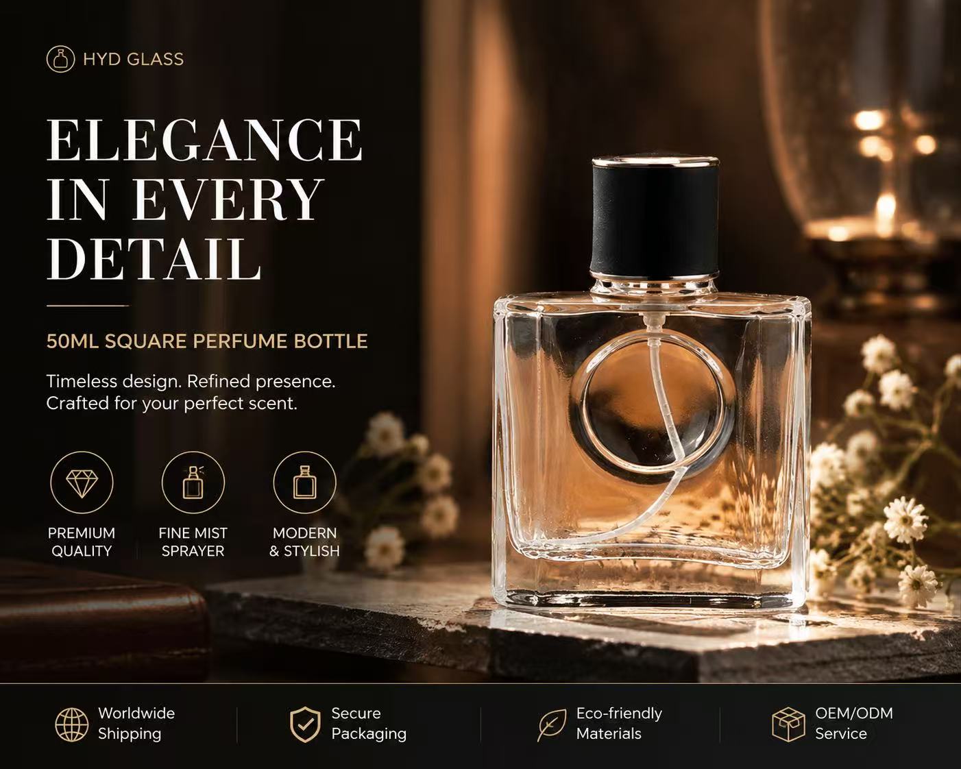Square Glass Perfume Bottle 50ml
