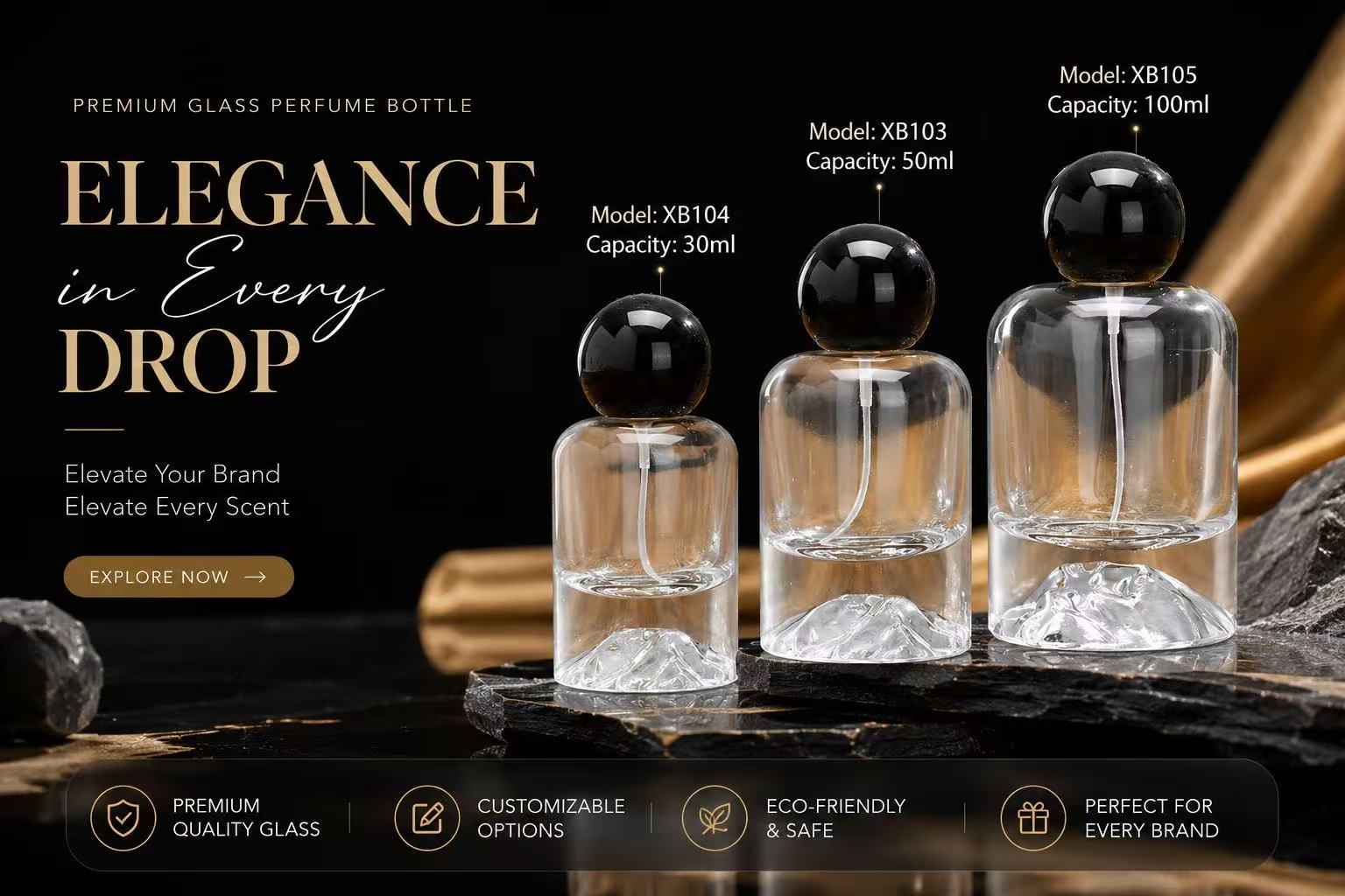 Glass Perfume Atomizer Bottles Set
