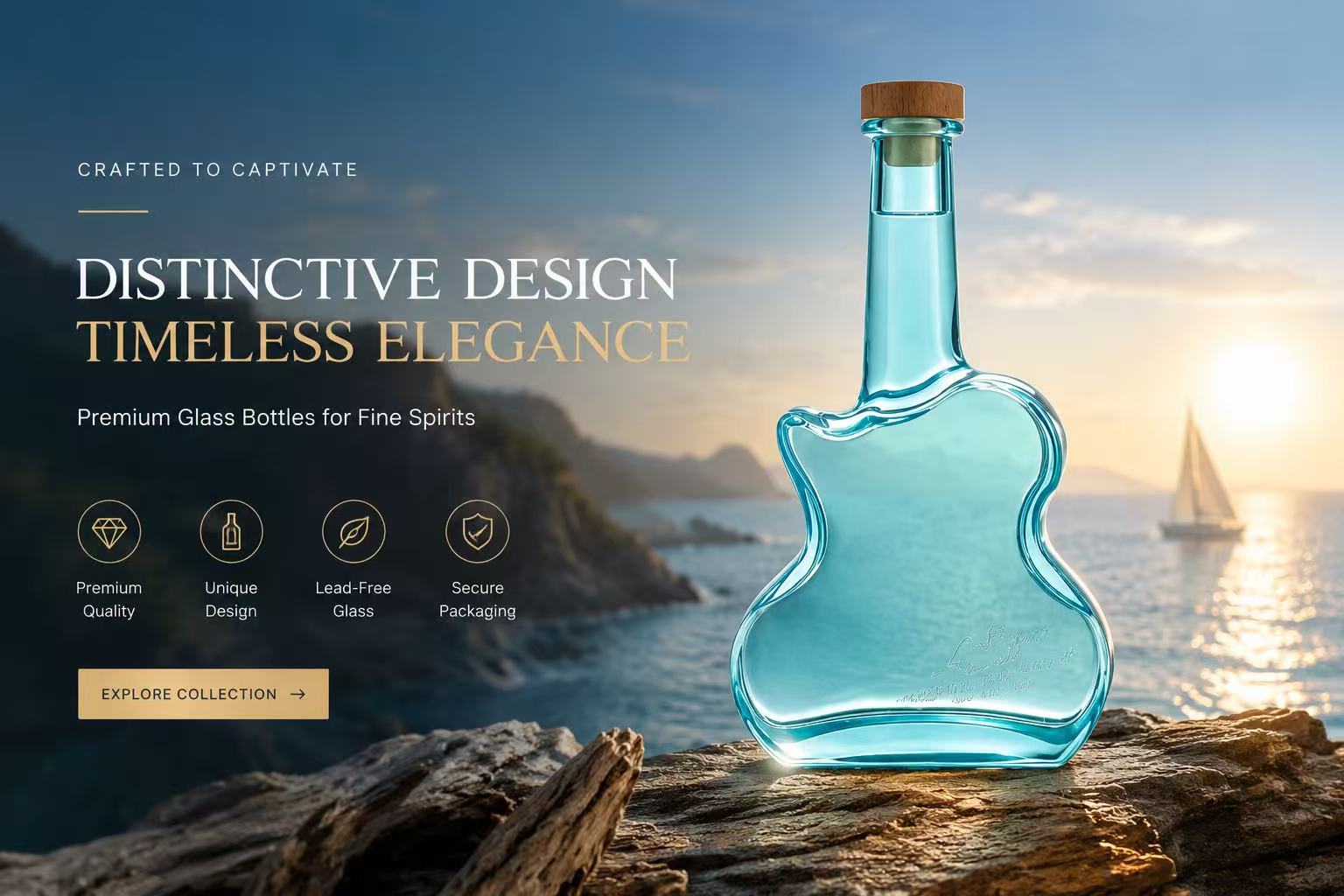 Guitar Shaped Glass Bottle