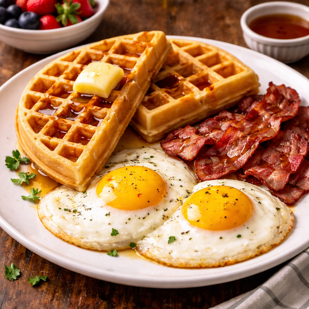 Classic Breakfast Waffle Breakfast Plate