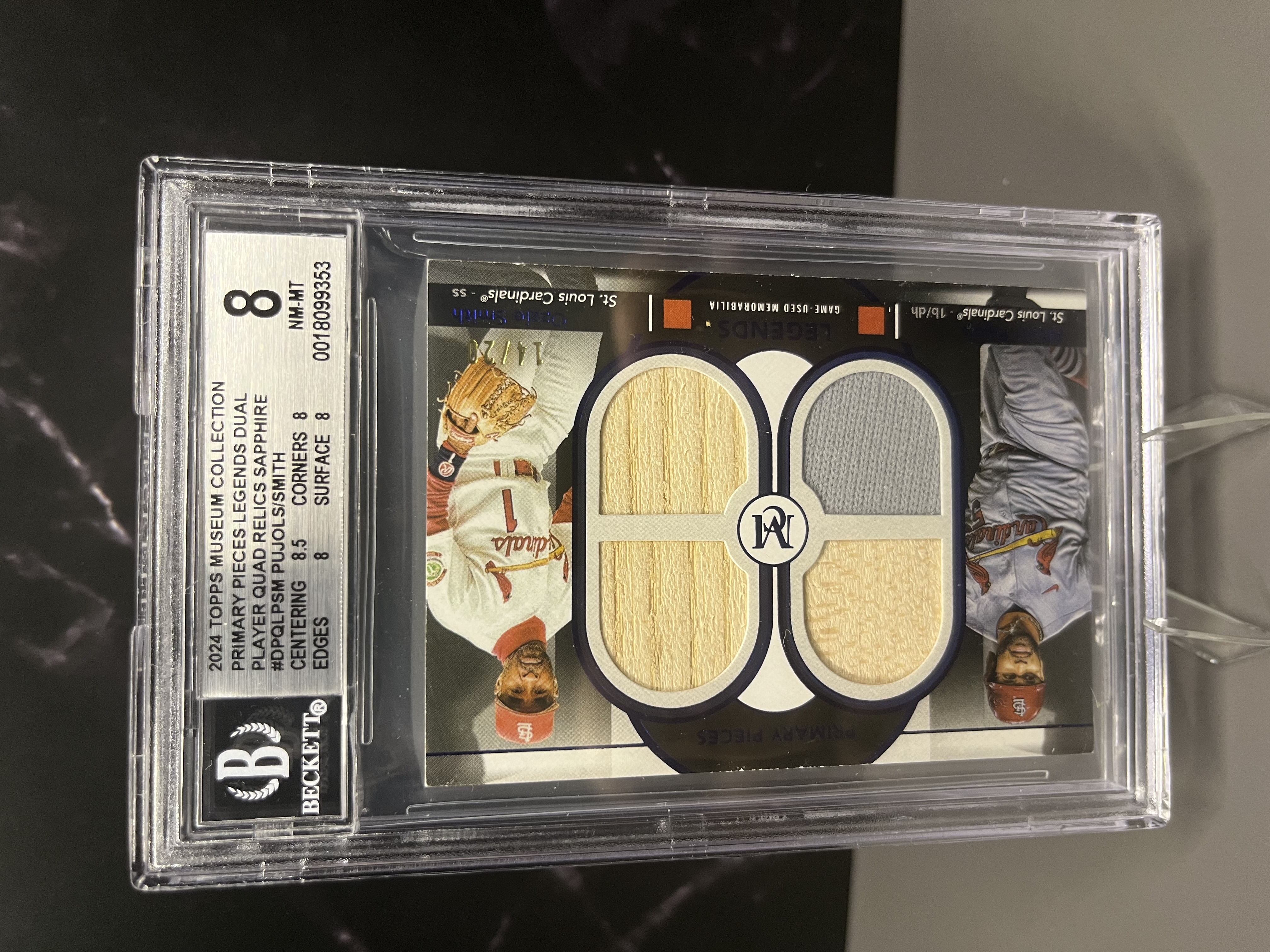 2024 Topps Museum #DPQL-PSM Albert Pujols/Ozzie Smith Quad Relics Legends BGS 8