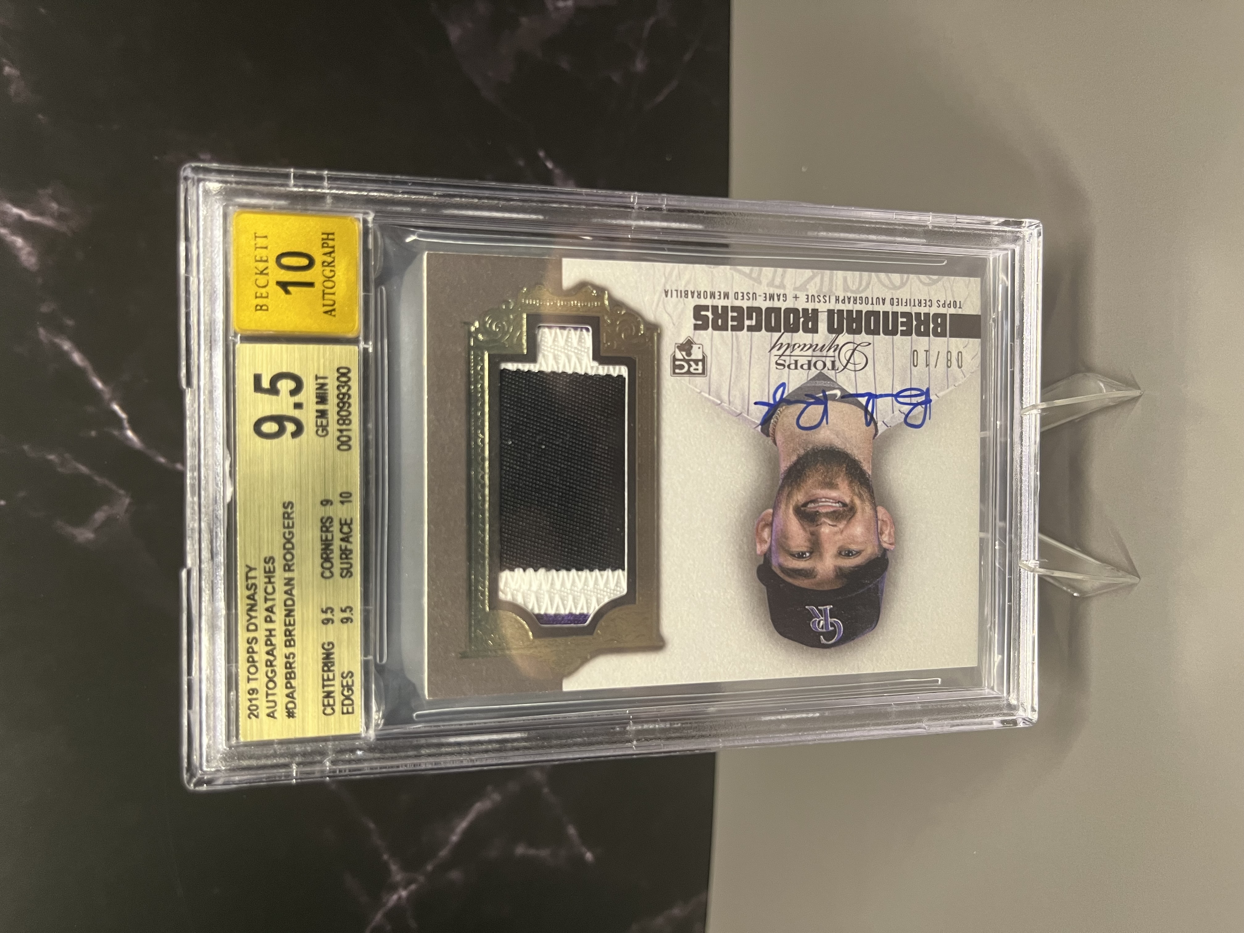 2019 Topps Dynasty - Autographed Patches #DAP-BR Brendan Rodgers BGS 9.5 #/10