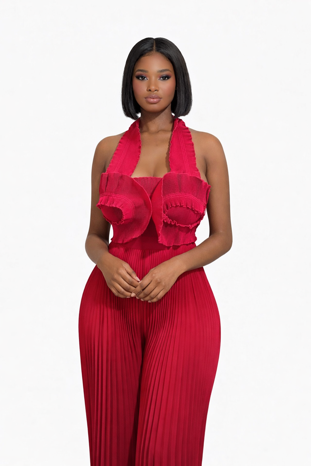 Combinaison plissée rouge