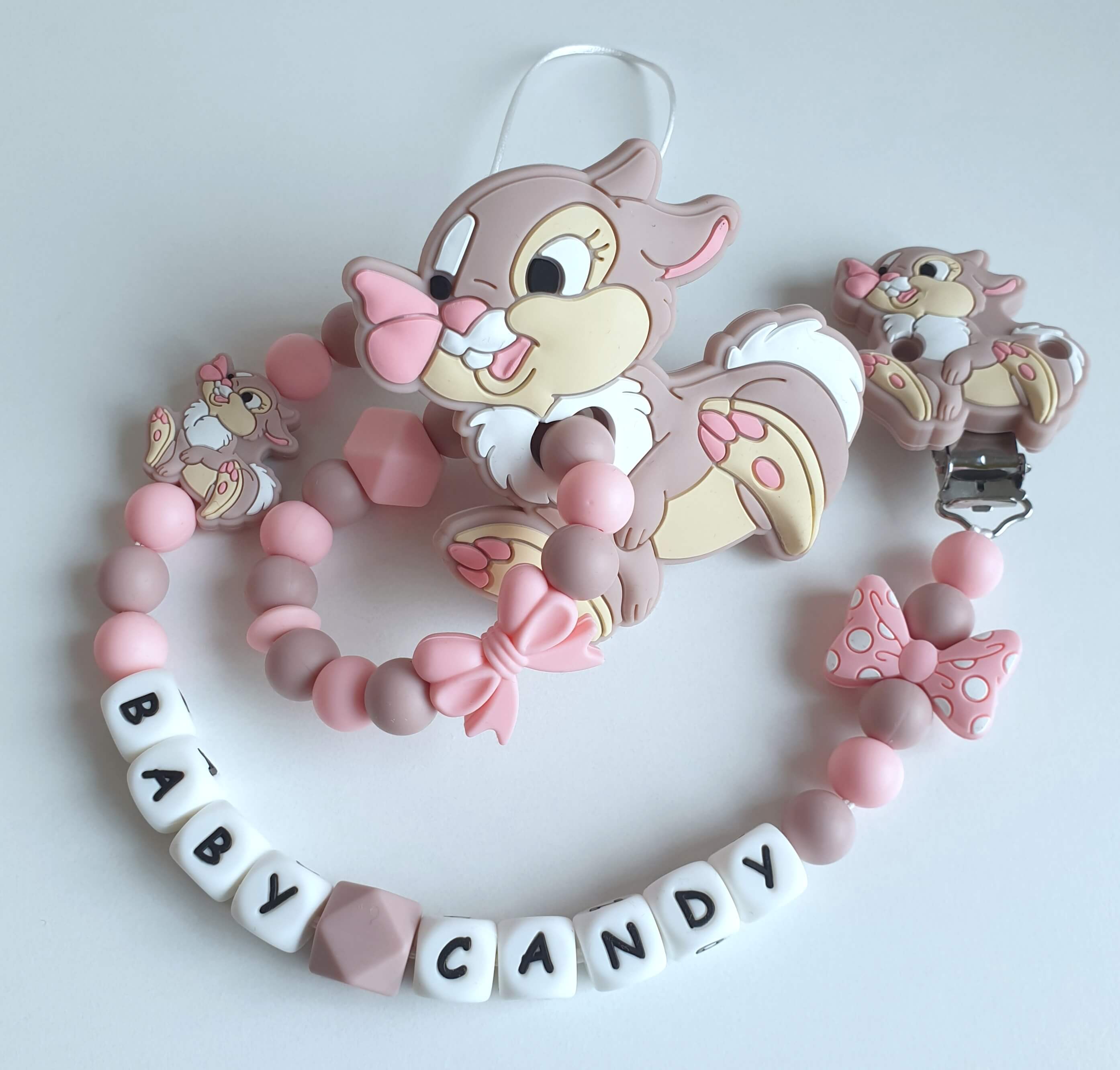 Baby Candy čiulptuko laikiklis ir kramtukas su apyranke