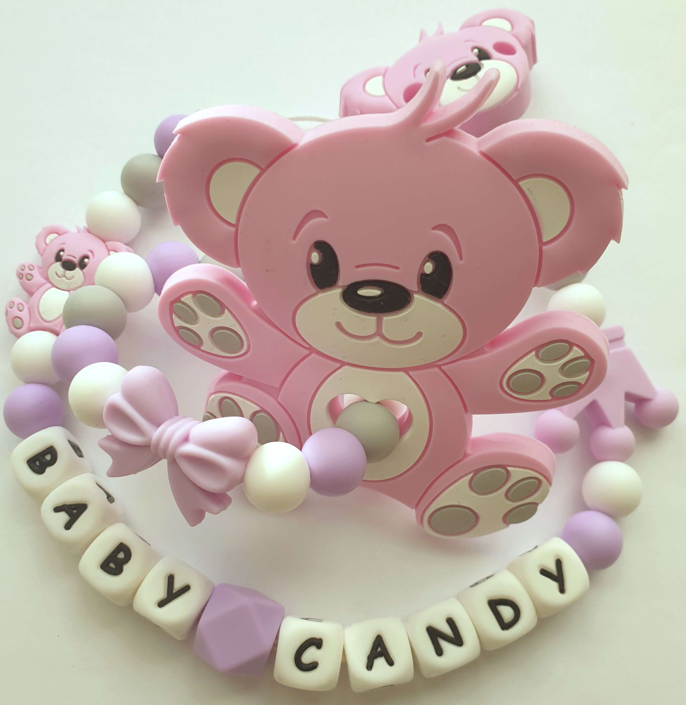 Baby Candy čiulptuko laikiklis ir kramtukas su apyranke