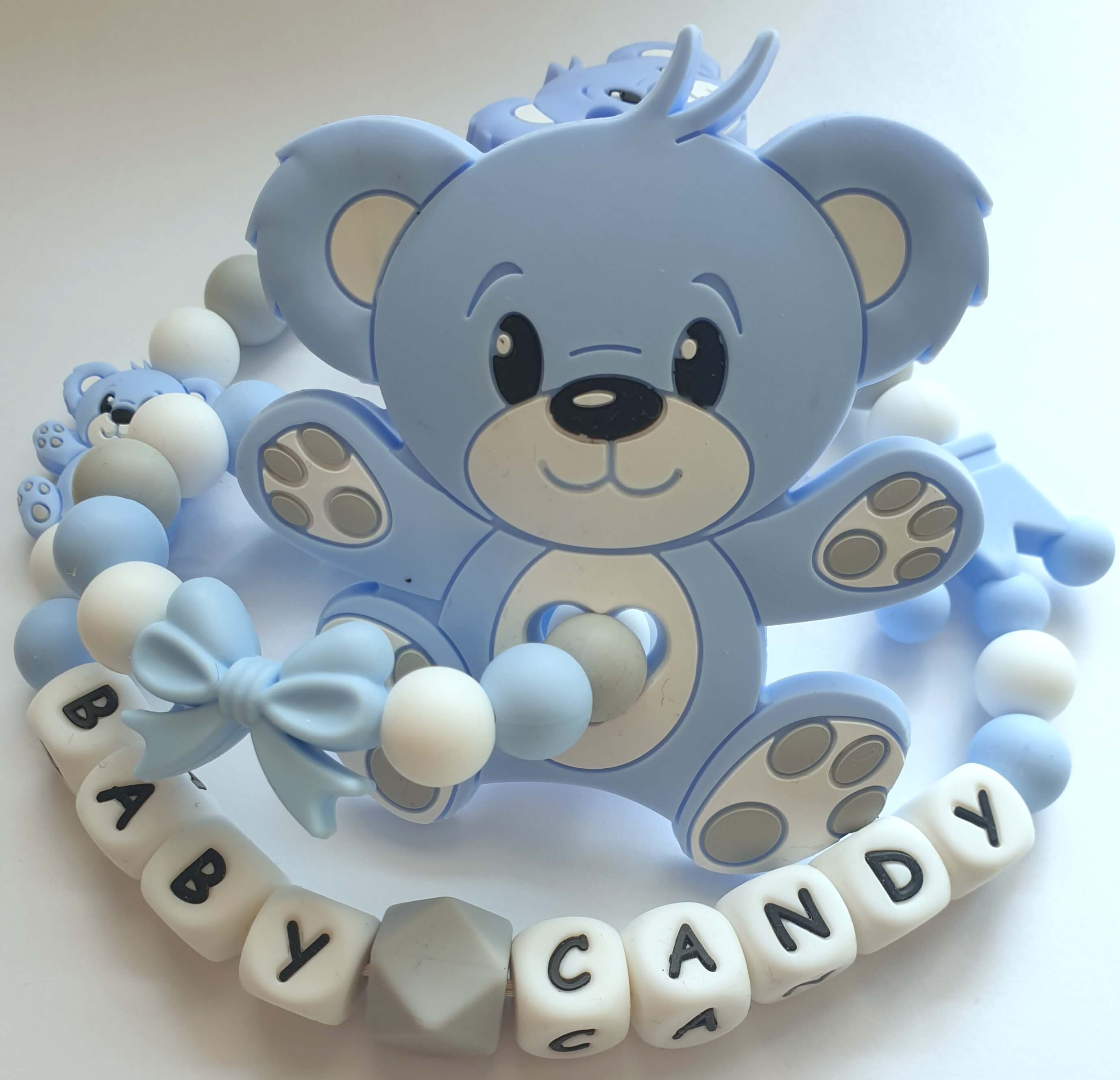 Baby Candy čiulptuko laikiklis ir kramtukas su apyranke