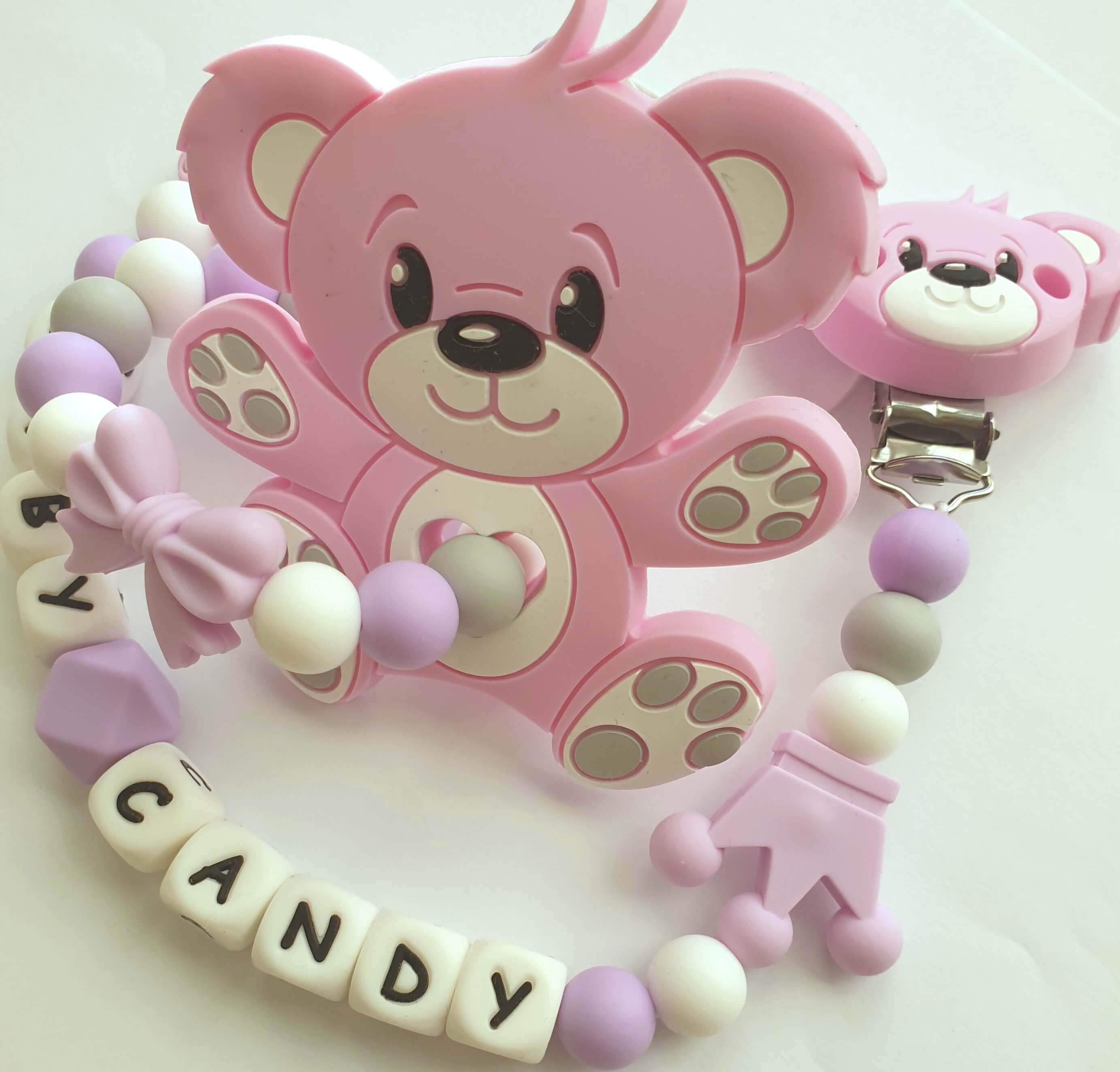 Baby Candy čiulptuko laikiklis ir kramtukas su apyranke