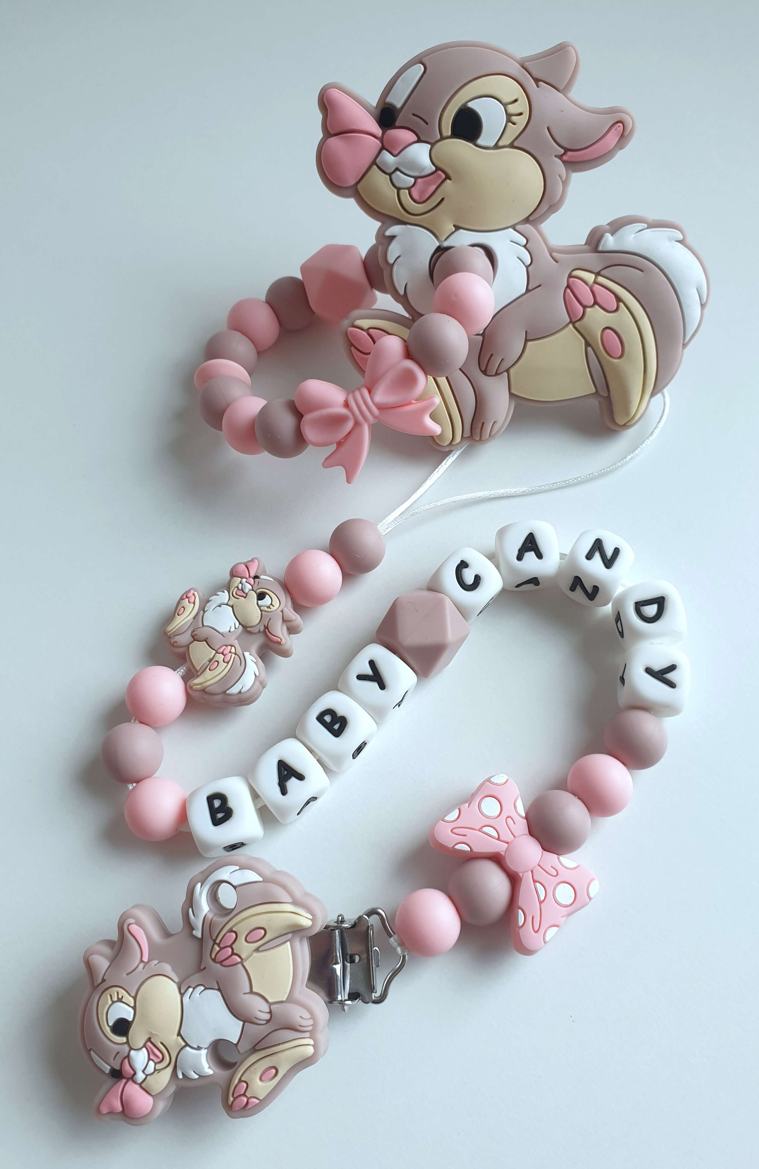 Baby Candy čiulptuko laikiklis ir kramtukas su apyranke