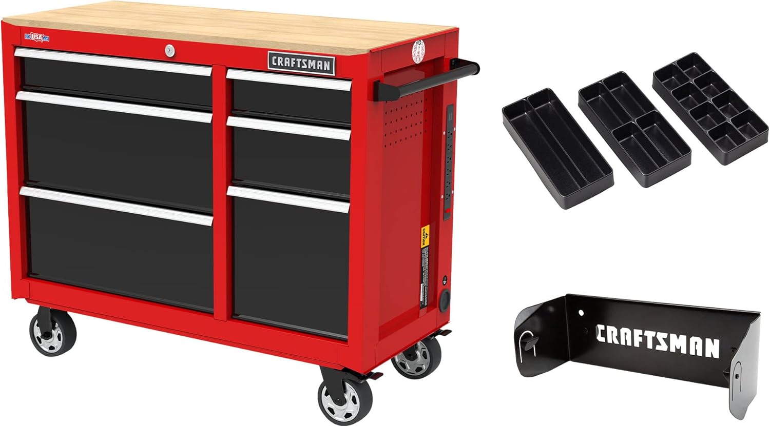 CRAFTSMAN Workbench, Tool Storage, 6-Drawers with Tray and Holder Set, 41-inch, Rolling