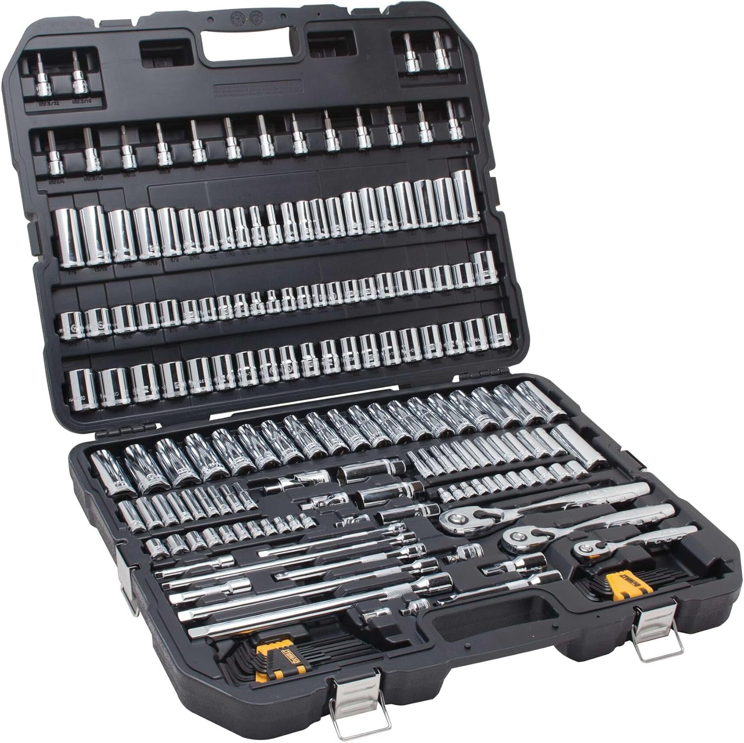 DEWALT 192 Pcs. Mechanics Tool Set, 1/2, 1/4, 3/8 Socket Set, SAE and Metric Socket Wrench Set, Hard Shell Tool Box