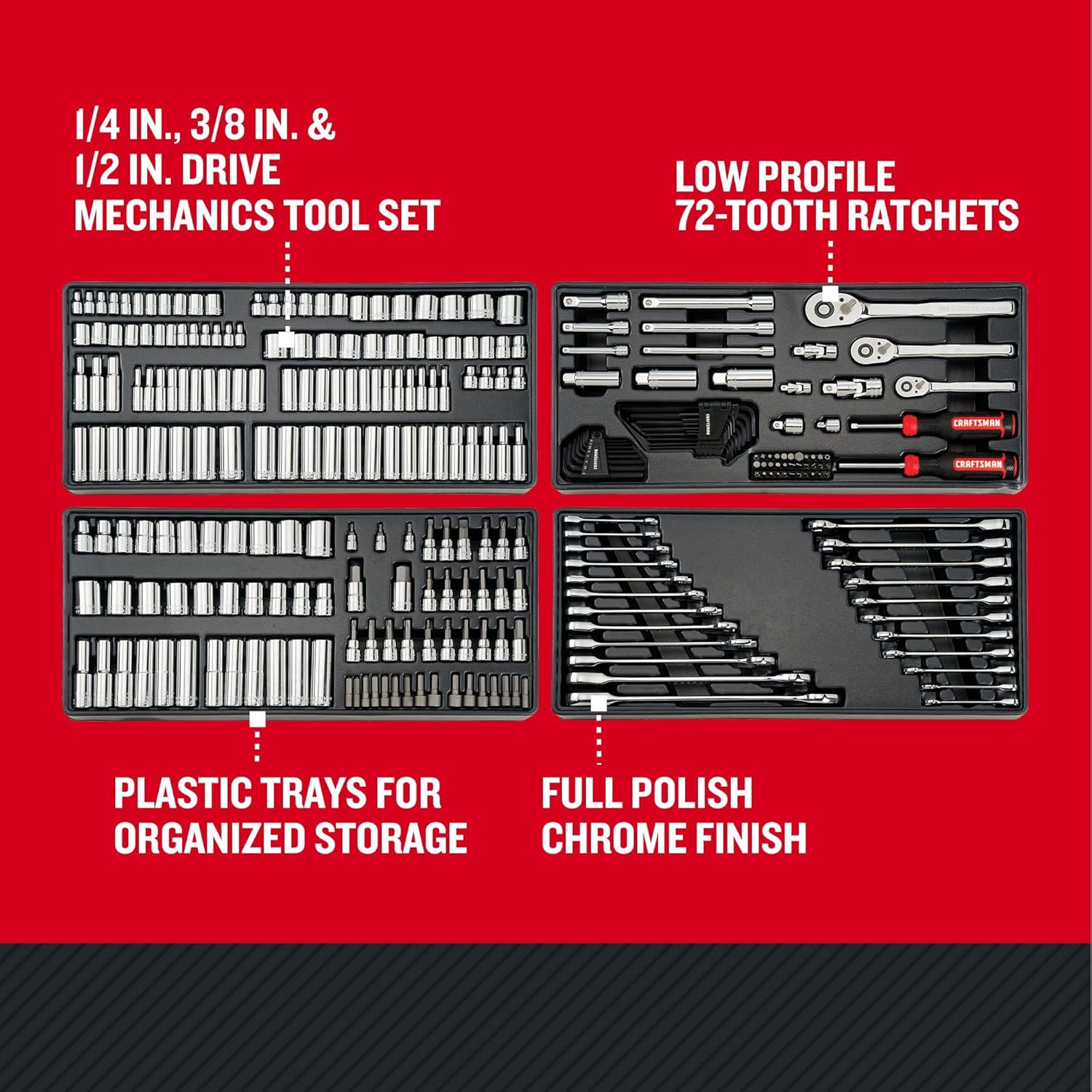 CRAFTSMAN Mechanics Tool Set, 298 Piece Hand Tool and Socket Set SAE/Metric