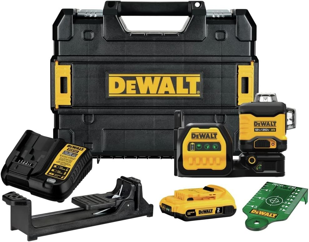 DEWALT 20V/12V MAX Laser Level Kit, 3 x 360, Green (DCLE34030G), Color Yellow