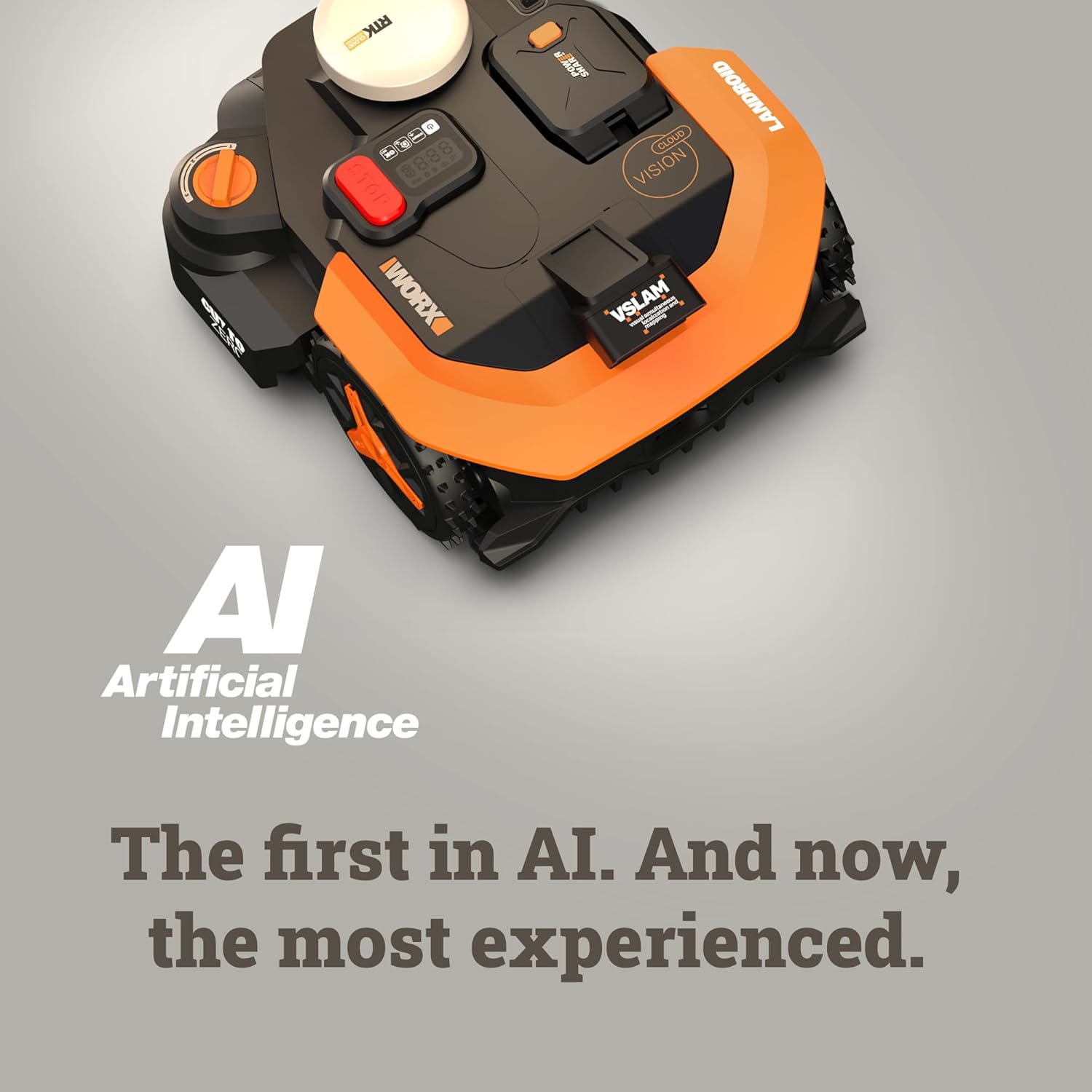 WORX Landroid Vision Cloud Robot Lawn Mower, No Perimeter Wire Robot Mower for 1 Acre, AI Obstacle Avoidance + RTK Cloud Navigation, Auto Mapping, App Control, Cut-to-Zero, WR340