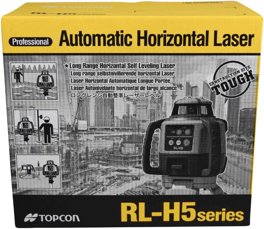 Topcon RL-H5A Self Leveling Horizontal Rotary Laser with Field Book, LS-80 Receiver, Detector Holder & Case, Class 2, IP66 Rating, Dust, and Water Resistance, 2600ft (800m) Construction Laser Level