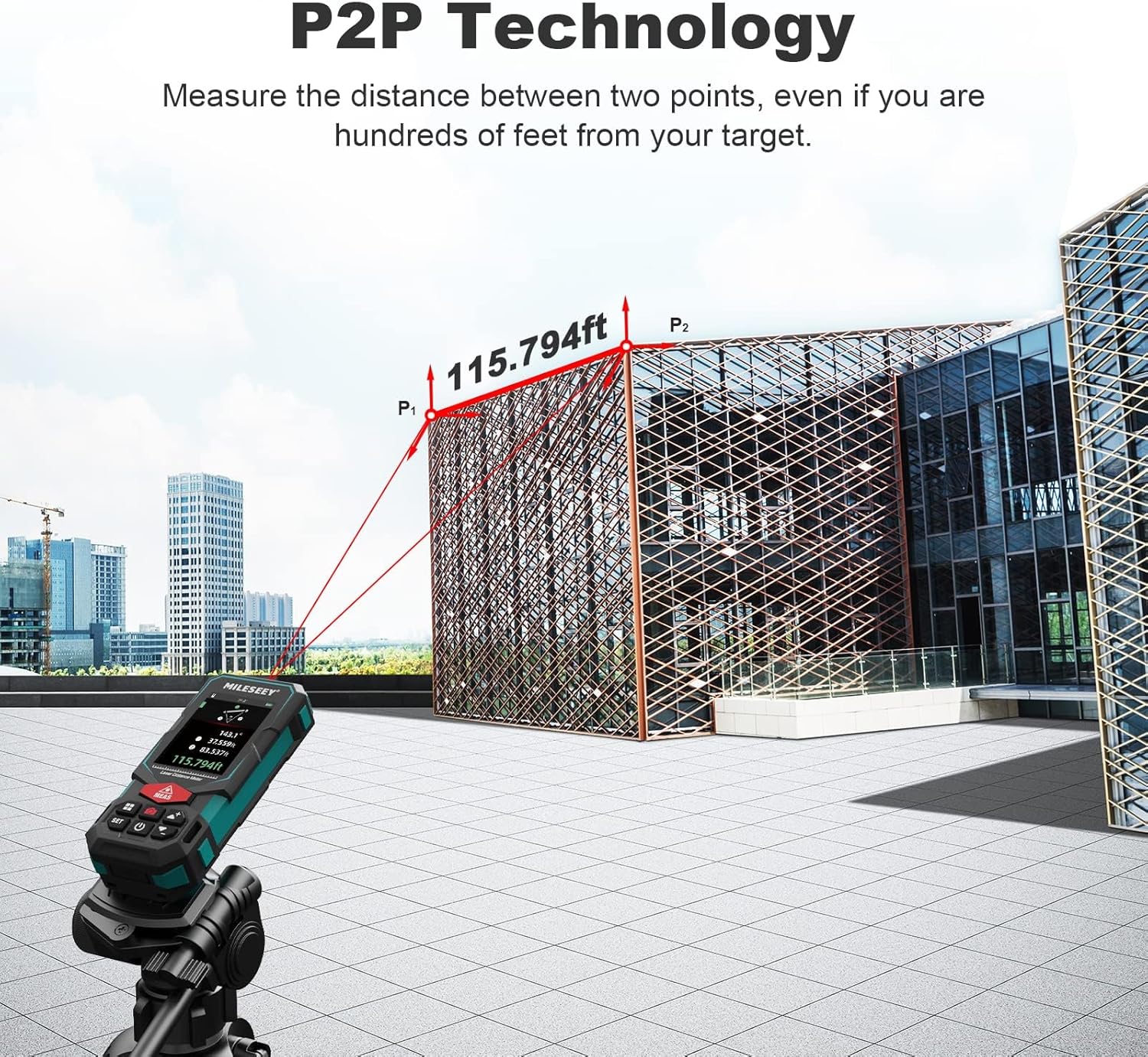 Laser Measure, MiLESEEY 330Ft Laser Distance Meter, Rechargeable Multifunctional Laser Measurement Tool with Pointfinder Camera,P2P Technology, Perfect for Outdoor Long-Range Measuring