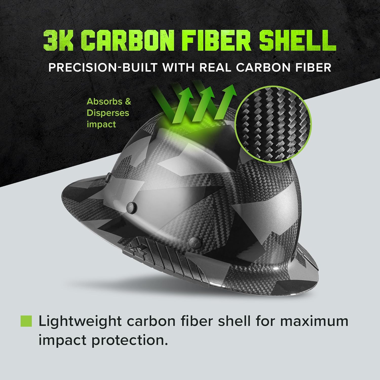 LIFT SAFETY Dax Carbon Fiber Full Brim Hard Hat | Safety/Construction Helmet w/ 6 Point Suspension for Comfort & Impact Protection