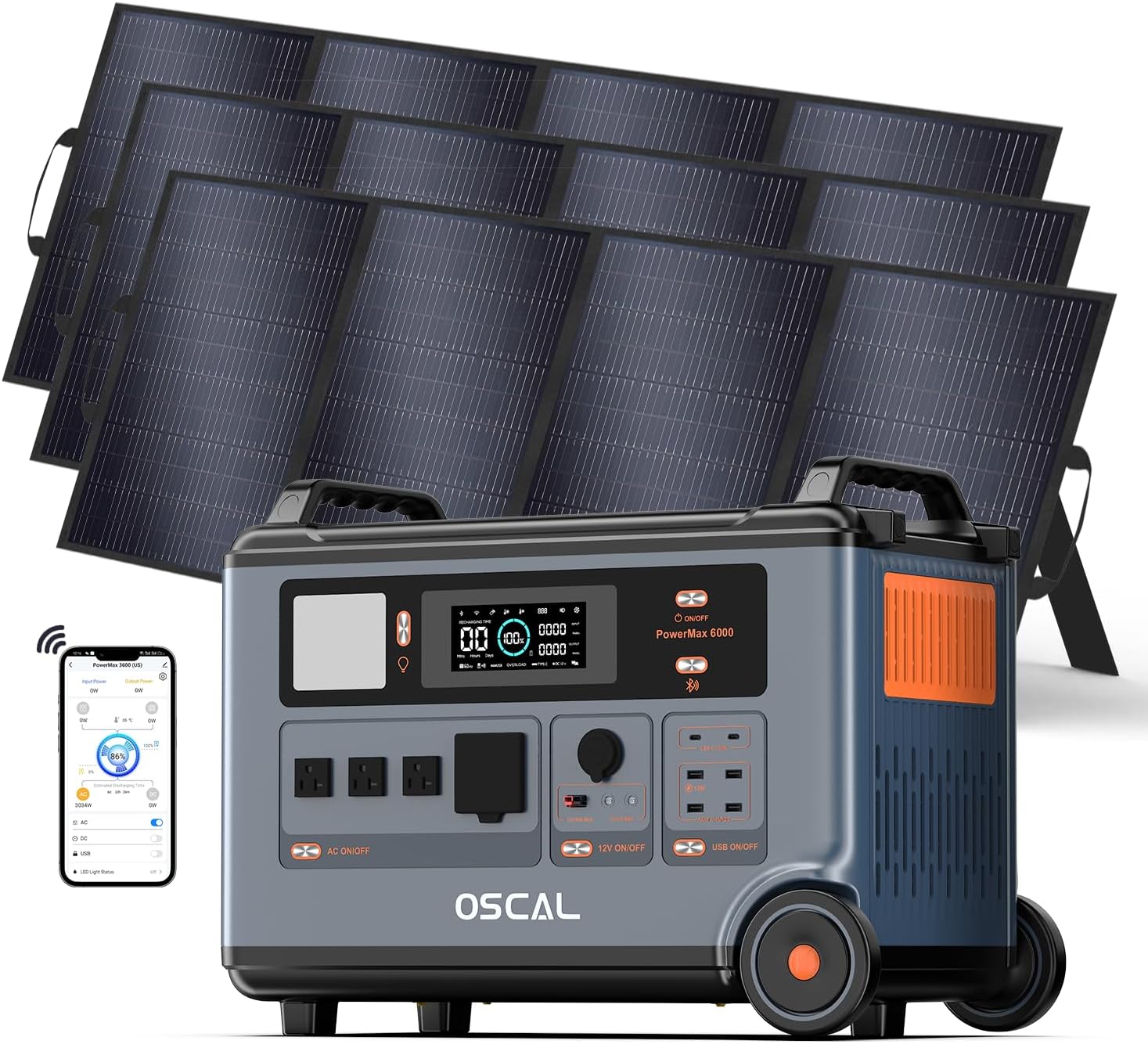 OSCAL PowerMax 6000 Solar Generator with 3×400W Solar Panel