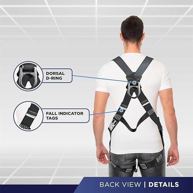 Palmer Safety Fall Protection Roofing Bucket Kit I Full-Body Harness, 50' Vertical Rope & Anchor Set I Safety Harness Kit