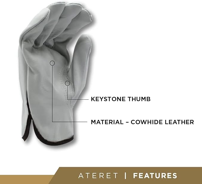 Palmer Safety 12 Pairs Heavy Duty Durable Cowhide Leather Work Gloves for Construction, Industrial and Personal Use