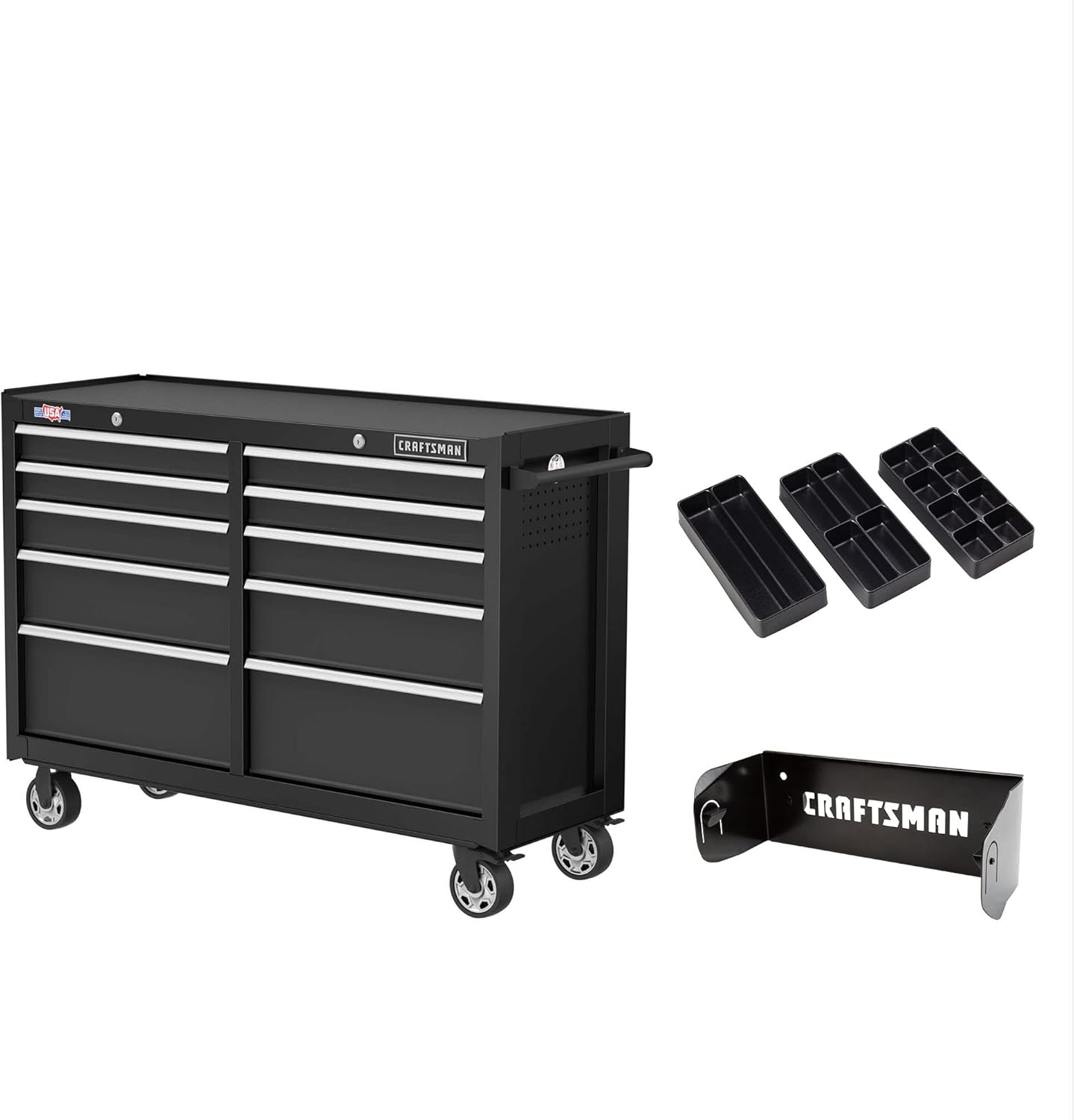 CRAFTSMAN S2000 52" Tool Chest, 10-Drawer Rolling Tool Storage Cabinet with Tray and Holder, Black