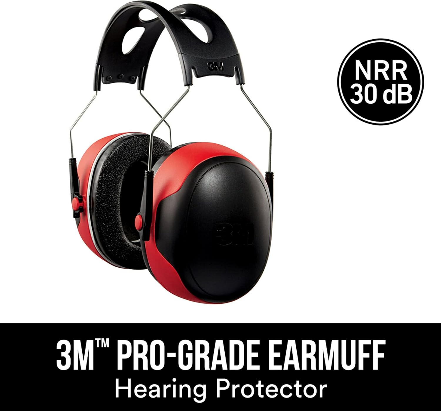 3M Pro-Grade Earmuff, Noise Reduction Rating (NRR) 30 dB, Lightweight & Adjustable Ear Muffs, Reduce Pressure Points For All-Day Comfort, Steel Wire Headband With Rubber Overmold Design (90565-4DC-PS)