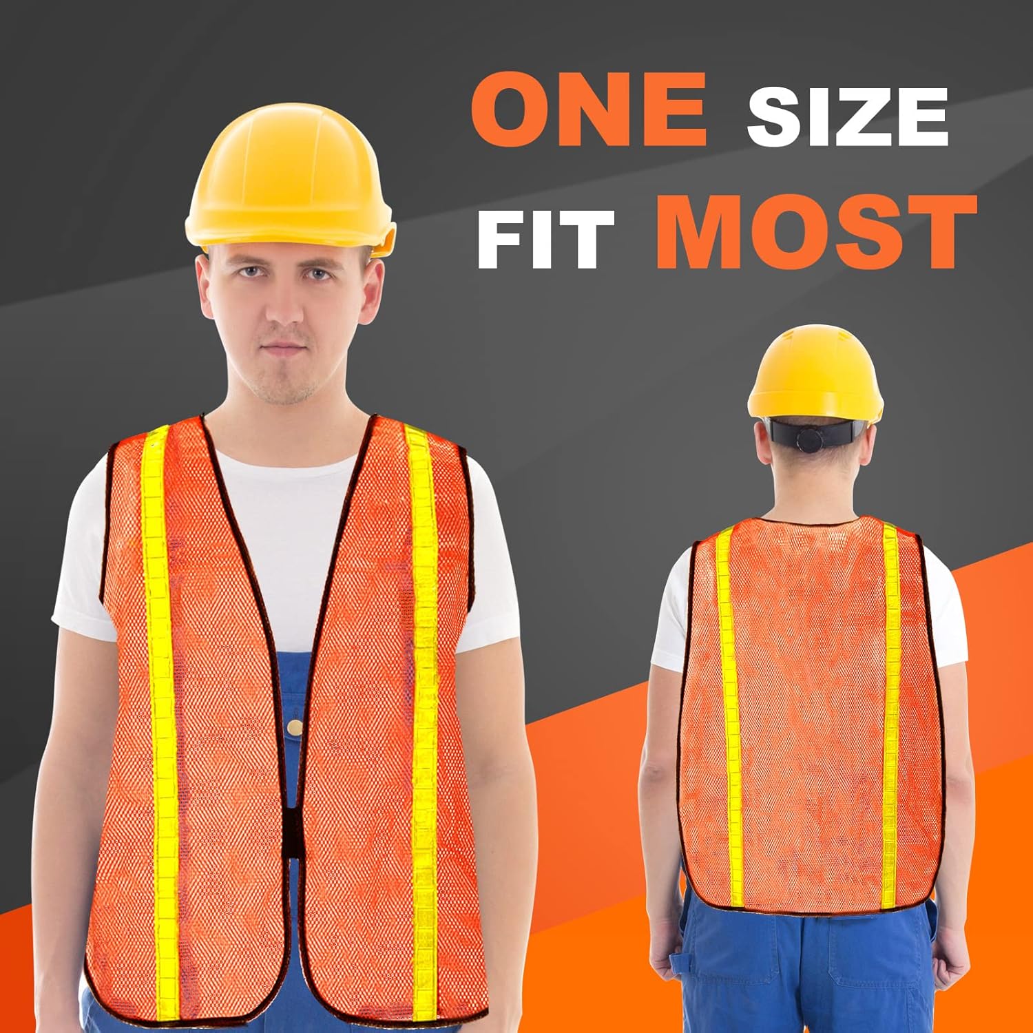 Haysandy 20 Pcs High Visibility Reflective Safety Vest Construction Vest Strips Neon Mesh Universal Size for Men Outdoor(Neon Orange,20 Pcs)