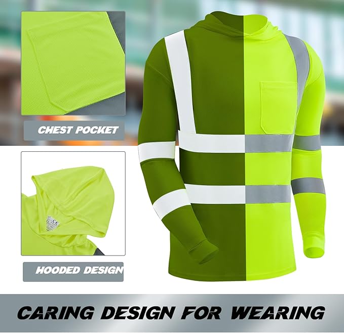 Amylove 4 Pcs Reflective Safety T Shirt High Visibility Work Shirts Sun Protection Construction