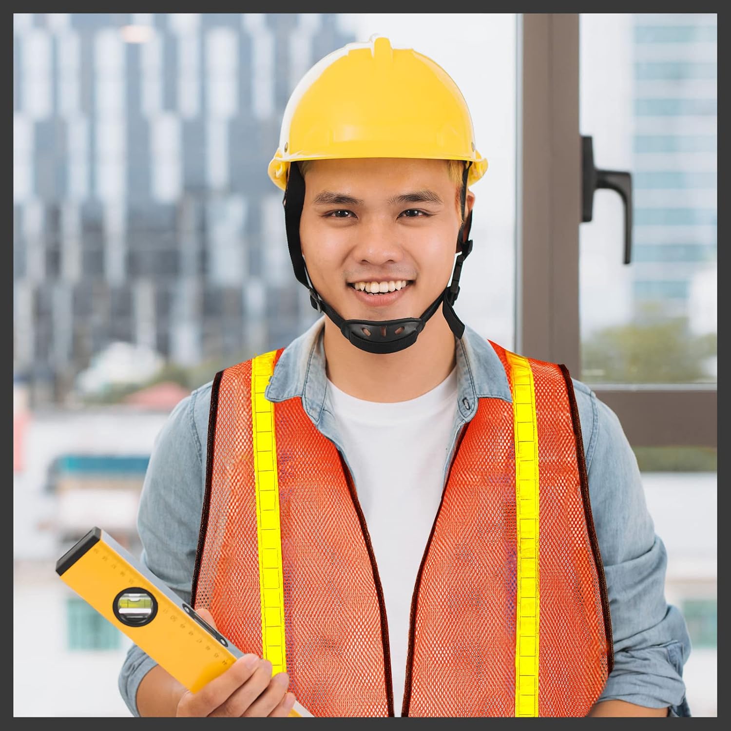 Haysandy 20 Pcs High Visibility Reflective Safety Vest Construction Vest Strips Neon Mesh Universal Size for Men Outdoor(Neon Orange,20 Pcs)