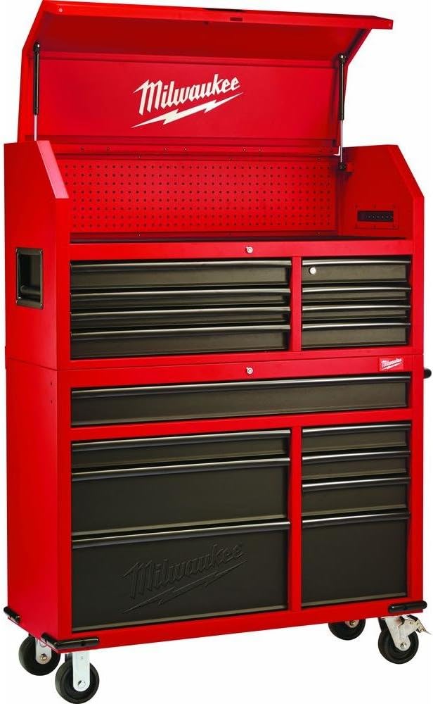 Heavy-duty, Drawer 16 Tool Chest 46 In. and Rolling Cabinet Set, Red and Black, Personal Valuables Storage Drawer with Separate Lock in the Tool Chest