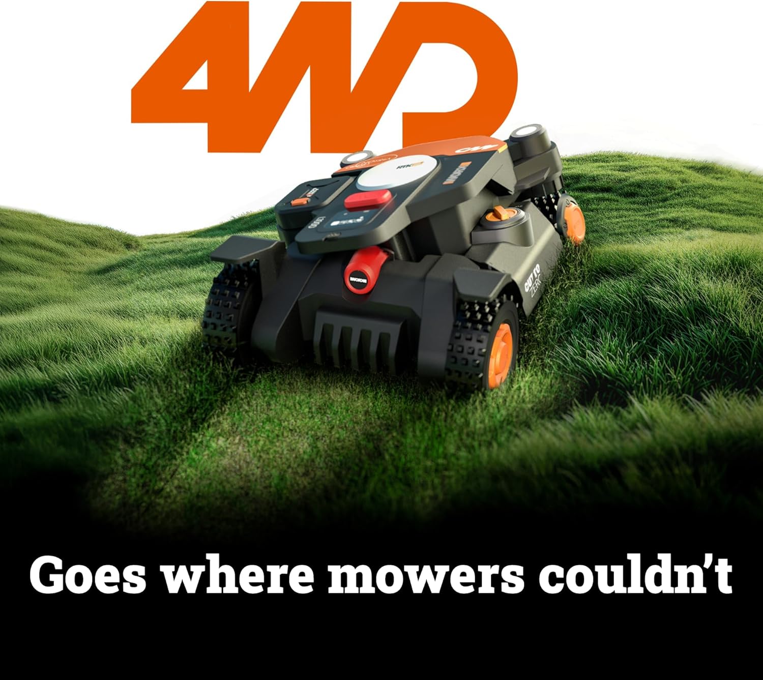 Worx Landroid Vision Cloud 4WD Robot Lawn Mower, No Perimeter Wire Robot Mower for 1 Acre, AI Obstacle Avoidance + RTK Cloud Navigation, 84% Slope, Auto Mapping, App Control, Cut-to-Zero, WR344