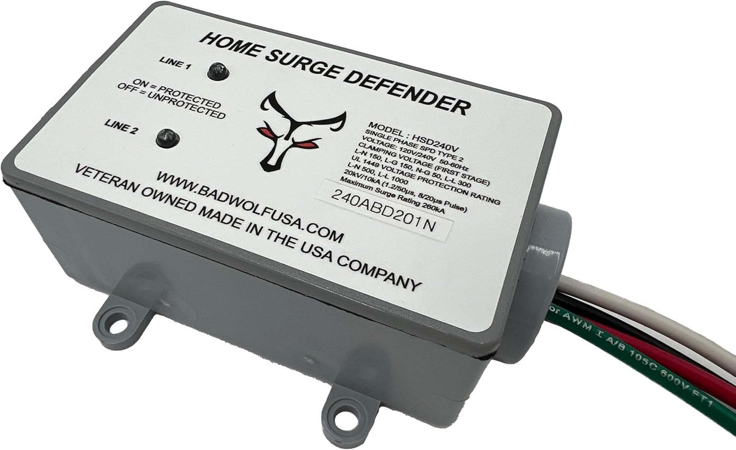 Bad Wolf HSD240V Whole House Lightning & EMP Surge Protector 260kA