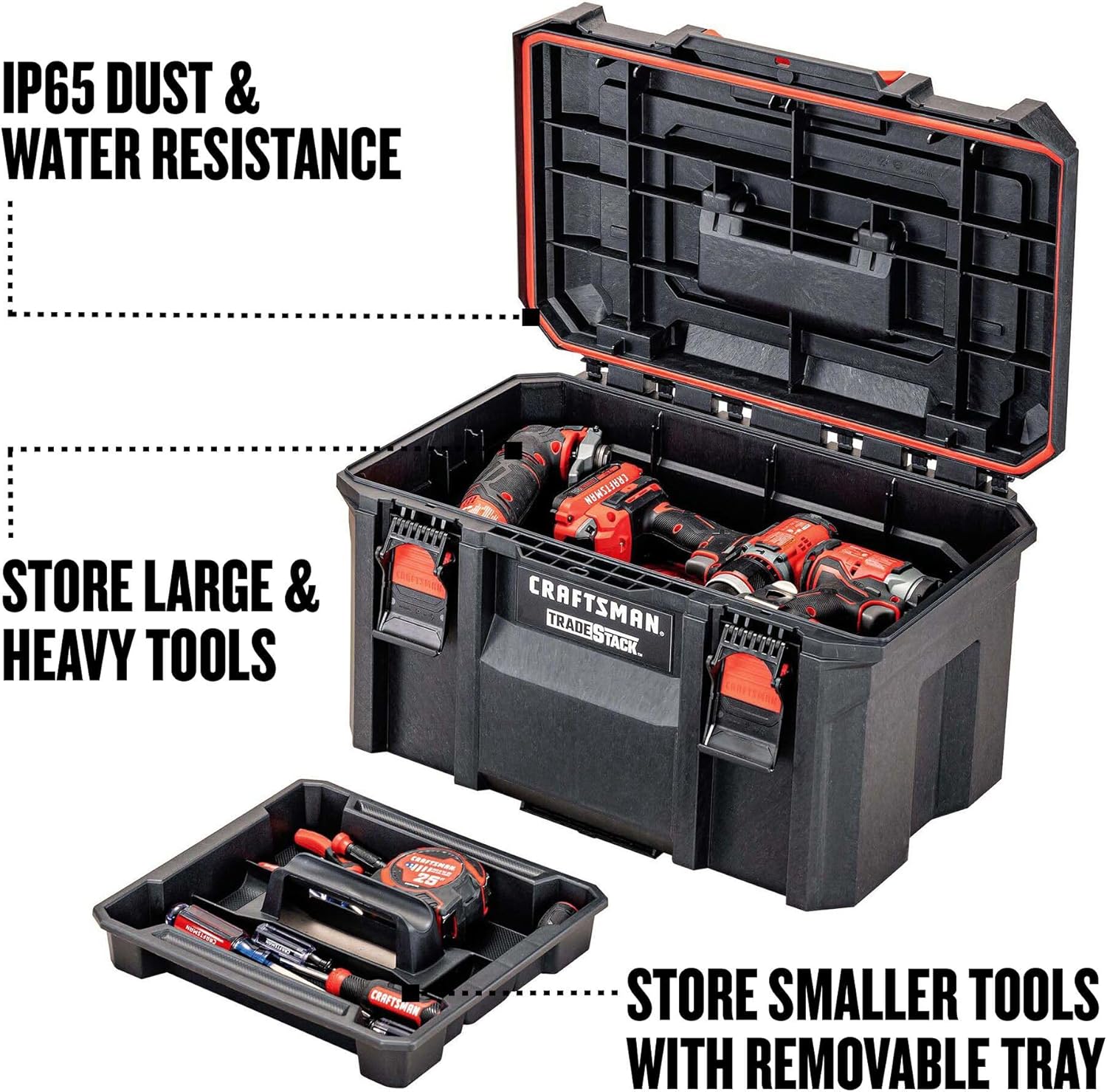 CRAFTSMAN TRADESTACK Tool Box, Waterproof Indoor/Outdoor, Stackable Tool Storage, Lockable, 21 Inch (CMST21430)