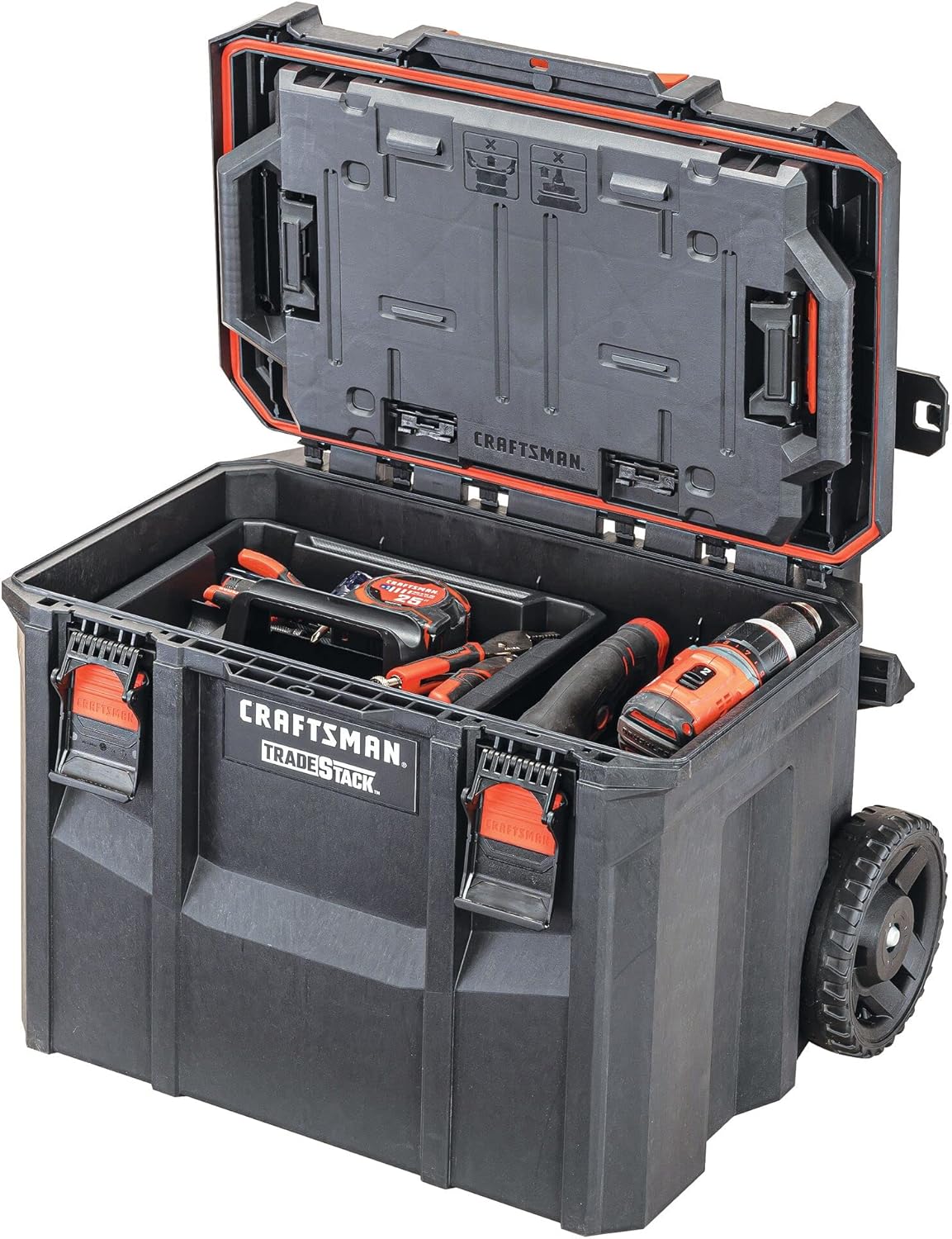 CRAFTSMAN TRADESTACK Tool Box with Wheels, Waterproof, Stackable System, Portable Rolling Storage for Indoor/Outdoor Use, 22.5 Inch (CMST21445)