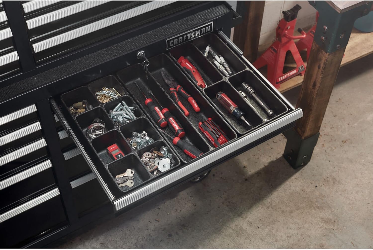 CRAFTSMAN S2000 52" Tool Chest, 10-Drawer Rolling Tool Storage Cabinet with Tray and Holder, Black