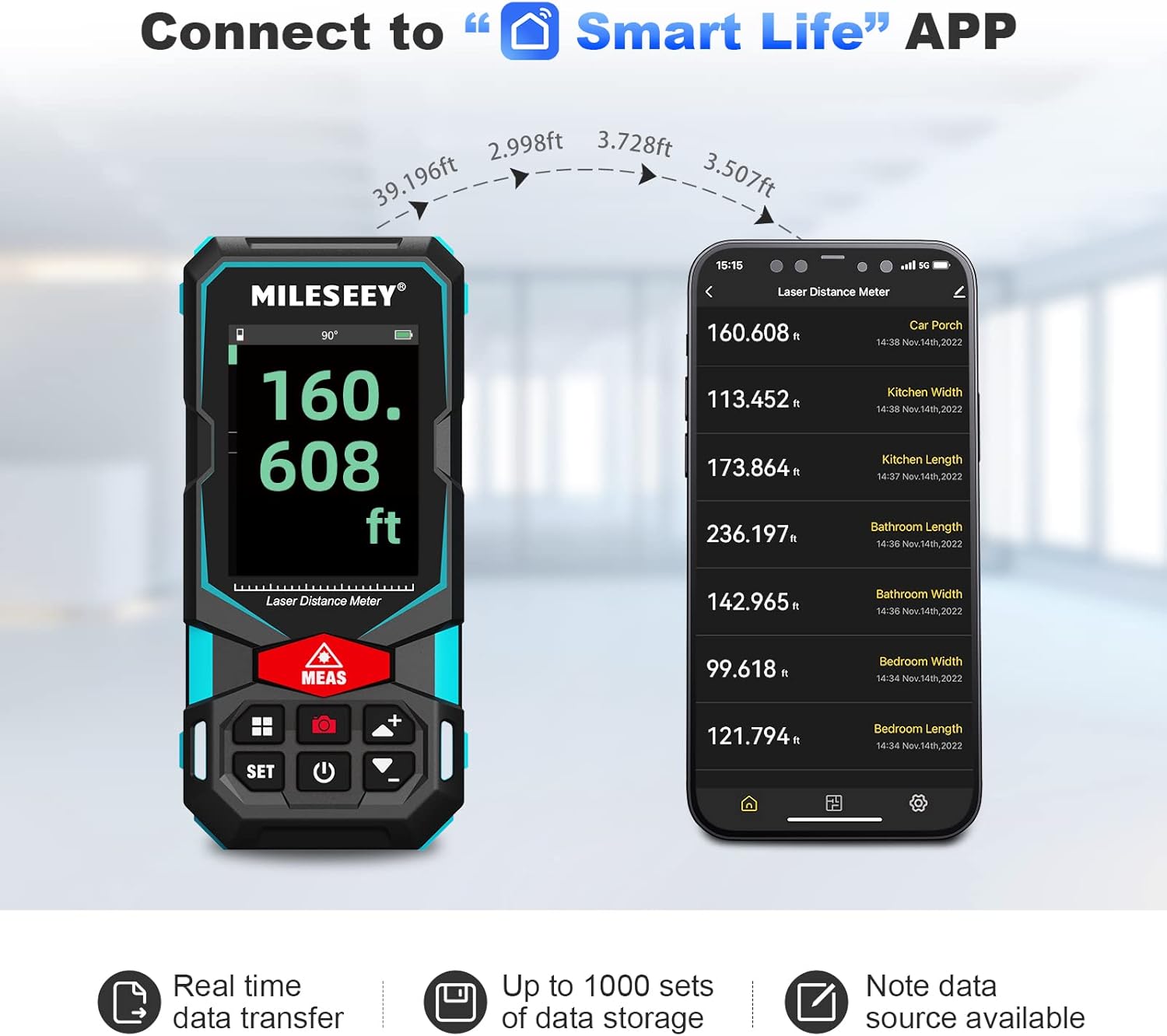 Laser Measure, MiLESEEY 330Ft Laser Distance Meter, Rechargeable Multifunctional Laser Measurement Tool with Pointfinder Camera,P2P Technology, Perfect for Outdoor Long-Range Measuring