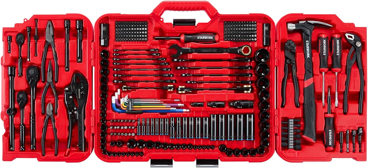 STARWORK TRUE MECHANIC 306-Piece Mechanics Tool Set and Socket Set, Comprehensive Tool Kit, Automotive Repair Tool Set, Professional