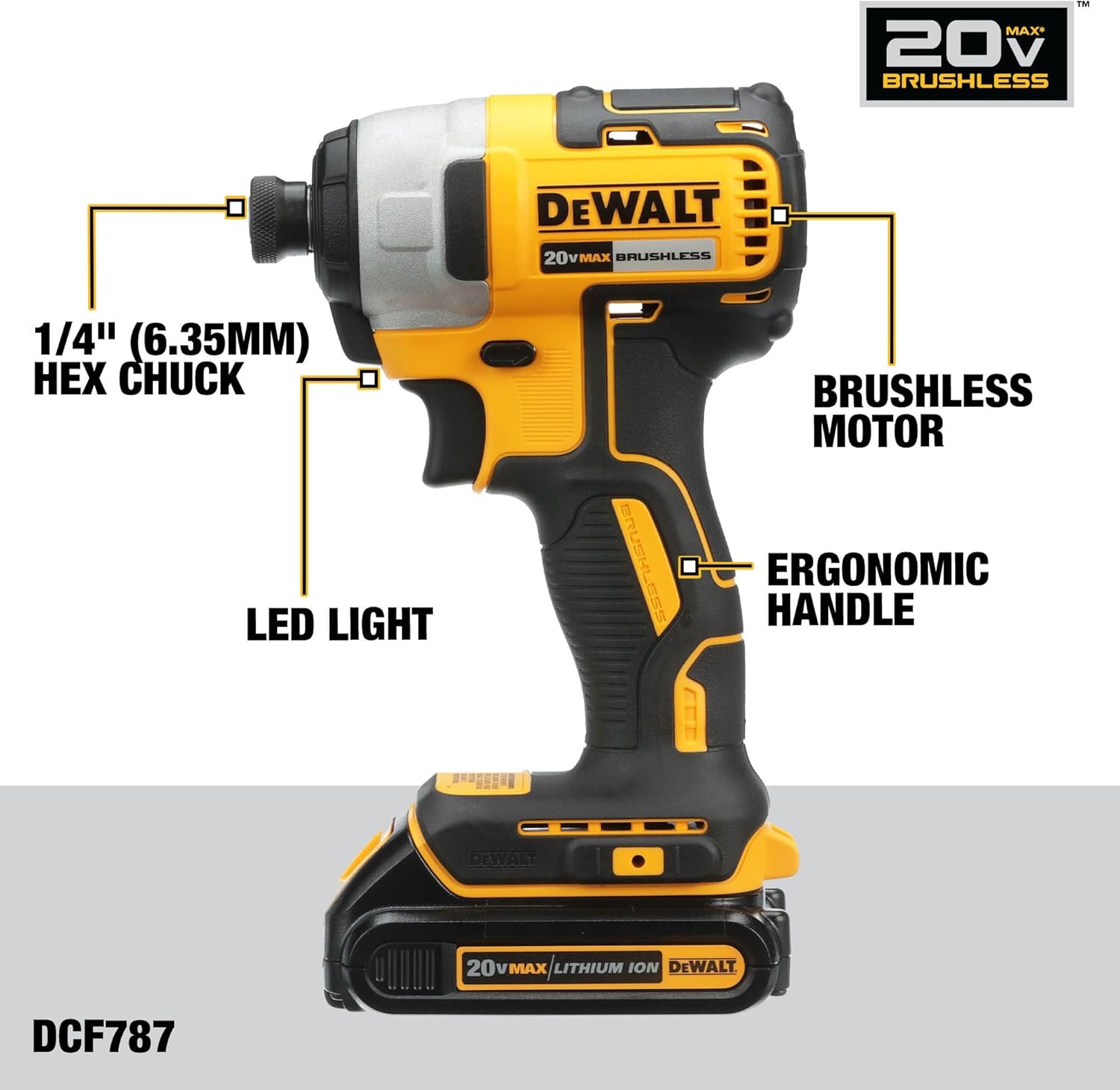 DEWALT 20V MAX Cordless Drill and Impact Driver, Power Drill Brushless 2-Tool Power Tool Combo Kit, Includes 2 Batteries, Charger and Bag