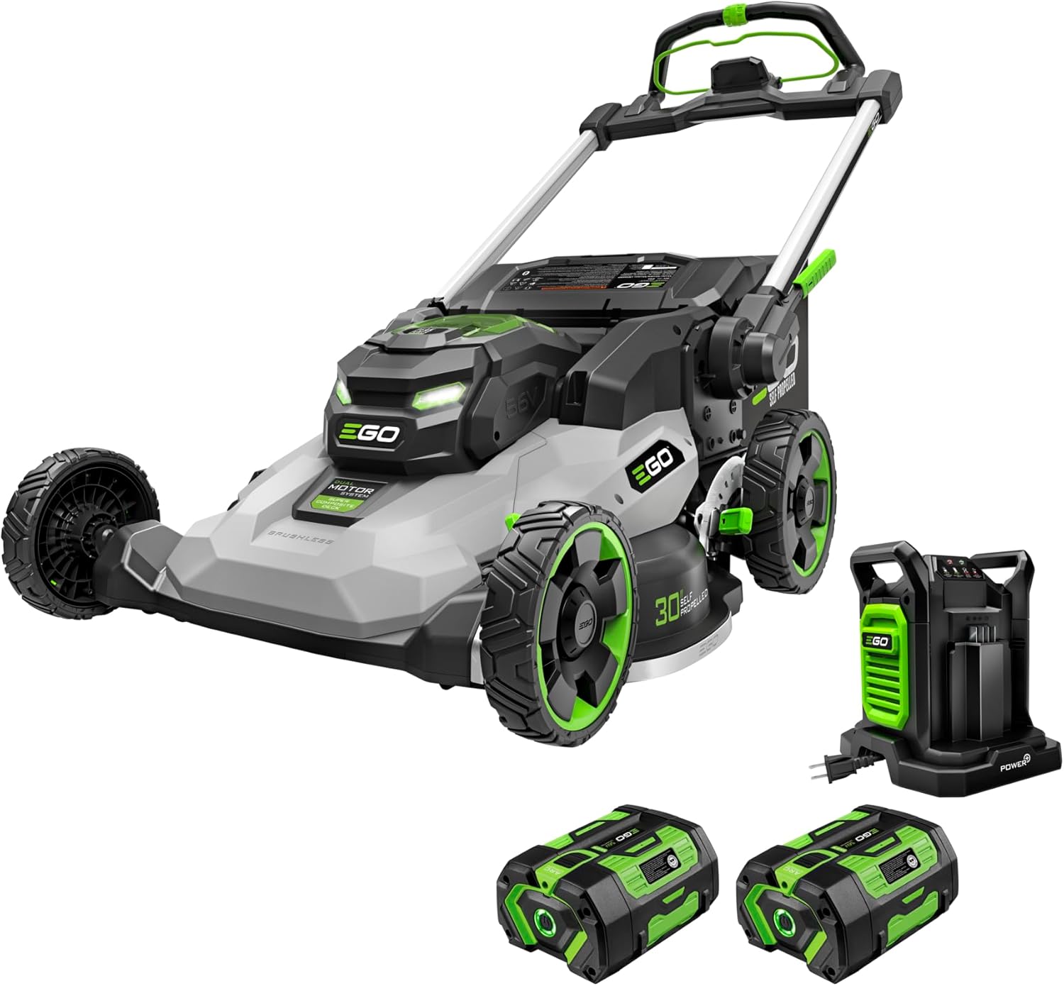 EGO POWER+ Electric Lawn Mower, Self-Propelled Cordless with 30" Super Composite Deck, Includes (2) 56V 6.0Ah Batteries and Dual Port Charger