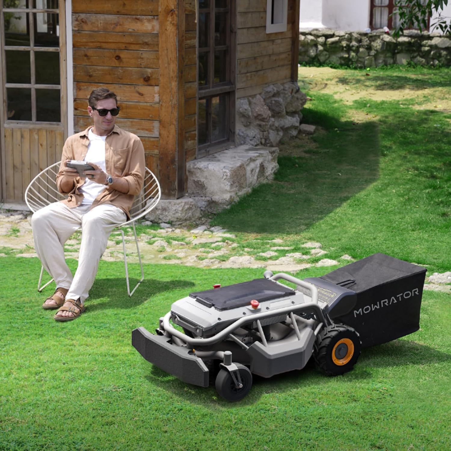 Remote Control Lawn Mower S1 2WD 56V18Ah, Multi-Functions RC Lawn Mower with 1.8-4.6 Inch Cutting Height 21 Inch Real Blade for Mowing 1.12 Acres