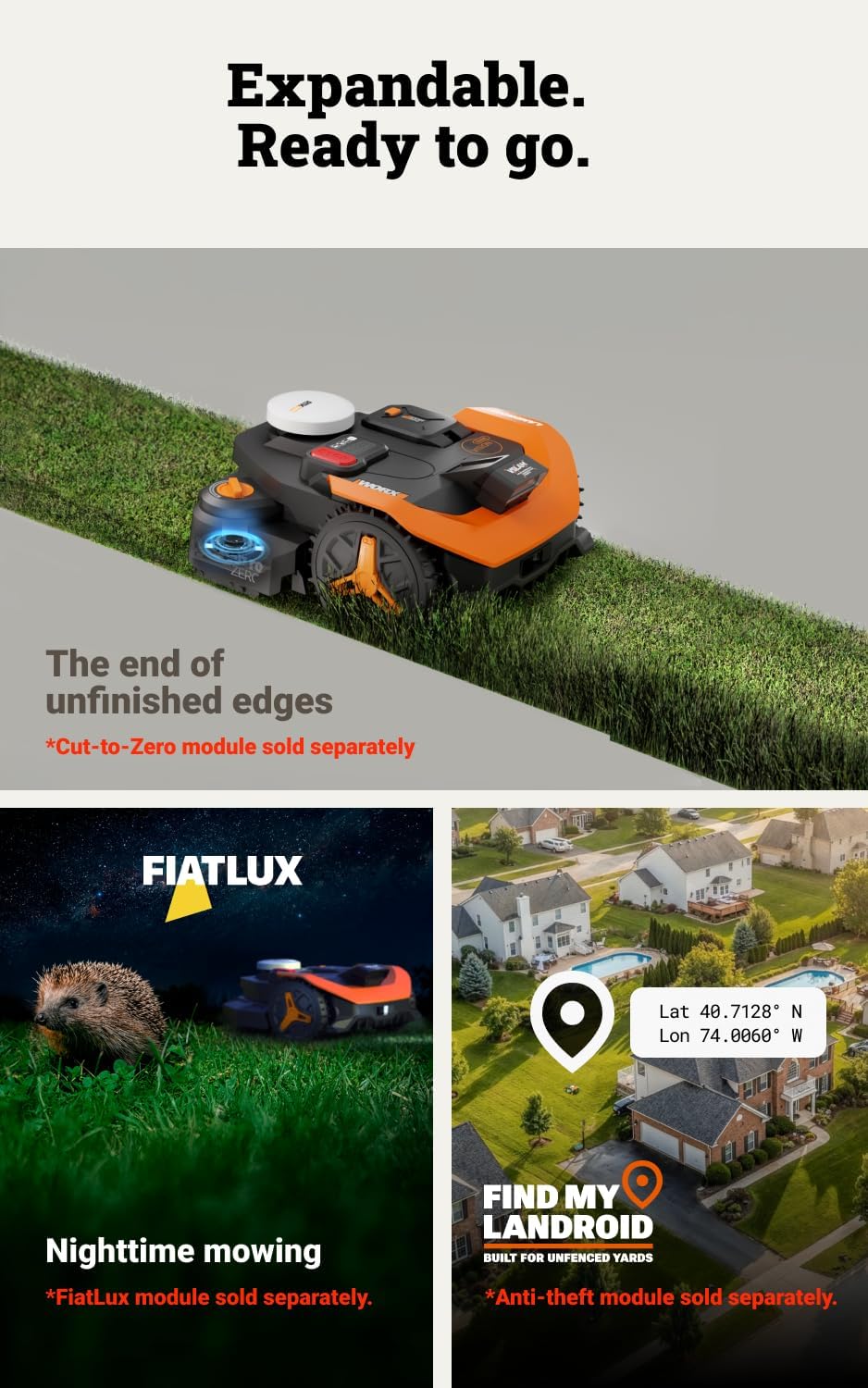 WORX Landroid Vision Cloud Robot Lawn Mower, No Perimeter Wire Robot Mower for 1/2 Acre, AI Obstacle Avoidance + RTK Cloud Navigation, Auto Mapping, App Control, WR320