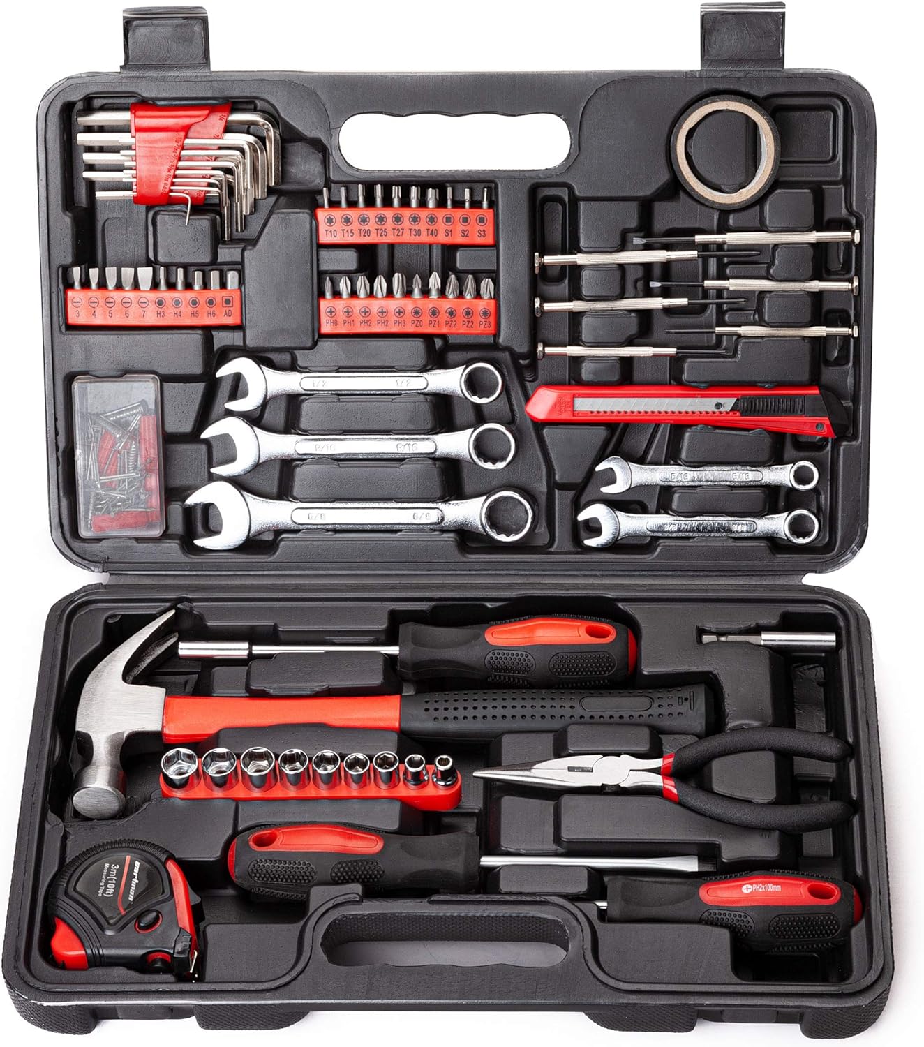 Cartman 148 Piece Automotive and Household Tool Set Perfect for Car Enthusiasts and DIY Home Repairs