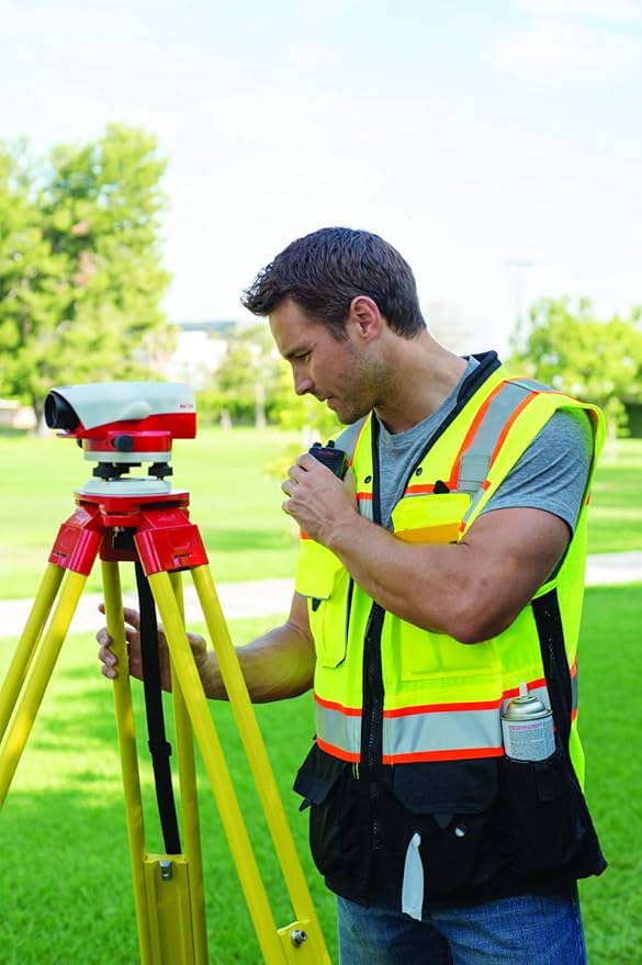 Kishigo Premium Black Series Men's Surveyors Vest S5002, Class 2 Hi-Vis, 10 Pockets, Zipper, Durable Webbing, ANSI/ISEA 107