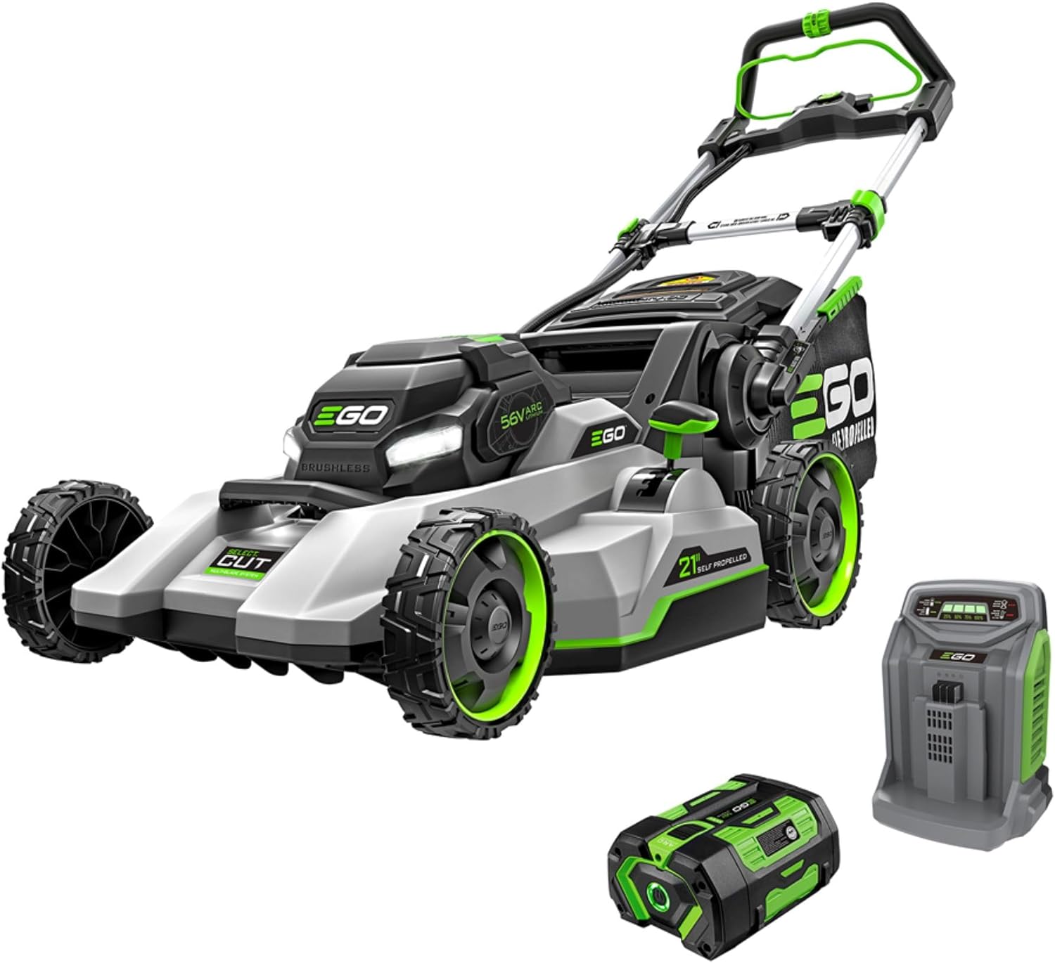 EGO POWER+ Electric Lawn Mower, Self-Propelled Cordless with Select Cut and Touch Drive, Includes 56V 7.5Ah Battery and Rapid Charger – LM2135SP