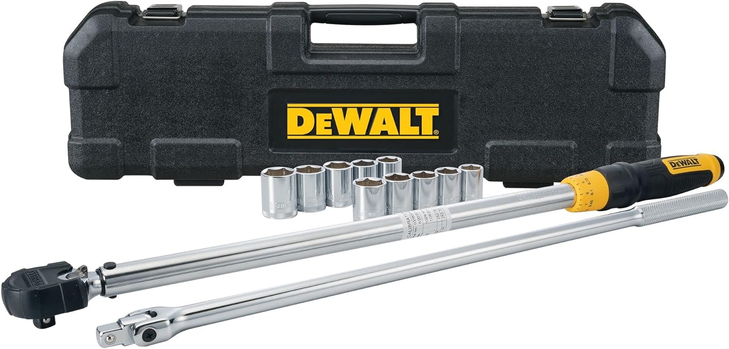 DEWALT Torque Wrench Tool Set, Tire Change Kit, 50-250 FT-LB, 12 Piece with Storage Case (DWMT45012)