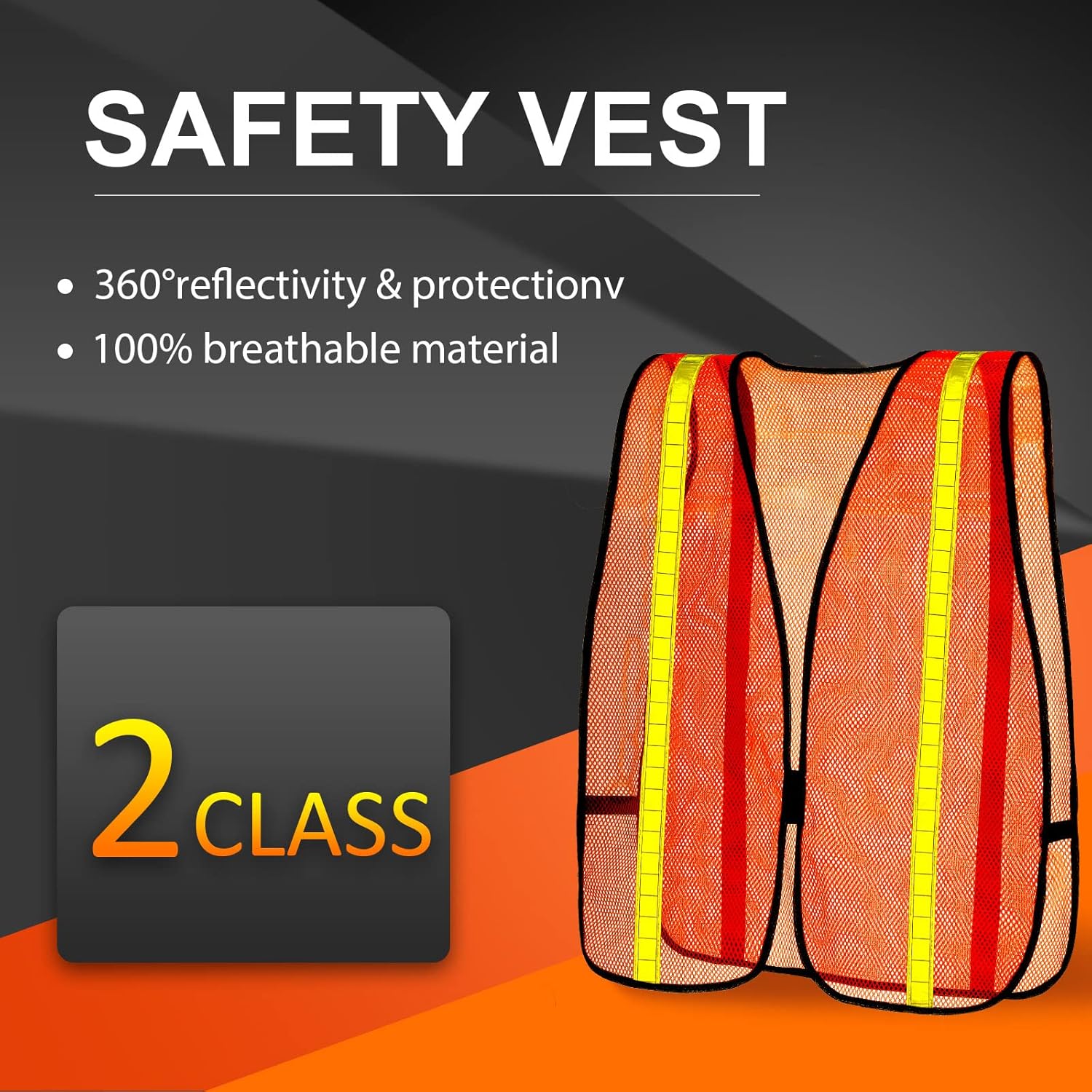 Haysandy 20 Pcs High Visibility Reflective Safety Vest Construction Vest Strips Neon Mesh Universal Size for Men Outdoor(Neon Orange,20 Pcs)