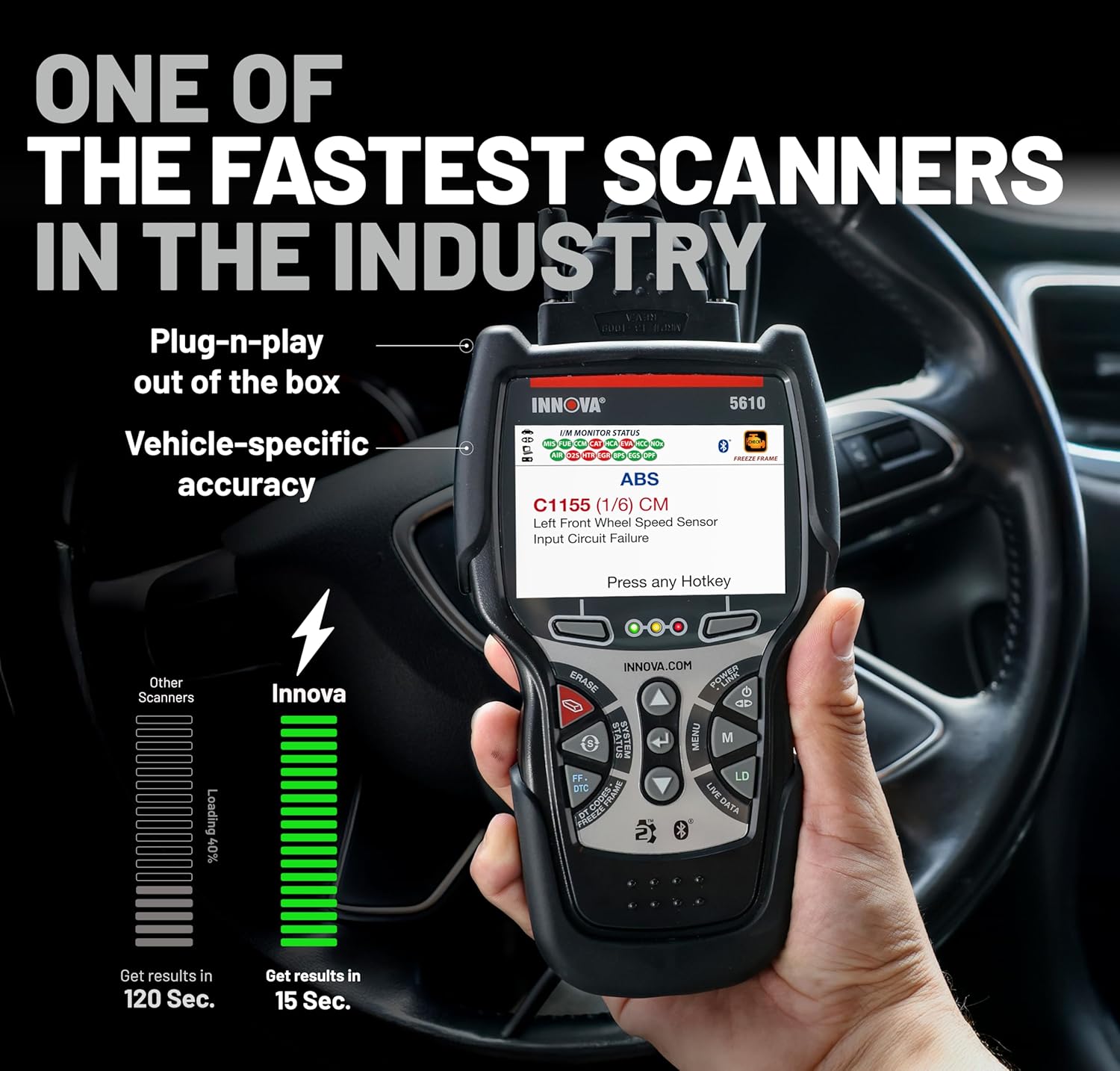 Innova 5610 OBD2 Scanner Diagnostic Tool with Bidirectional Controls – Live Data for ABS, SRS & Transmission, 6 Reset Functions, Free Updates, No Subscription