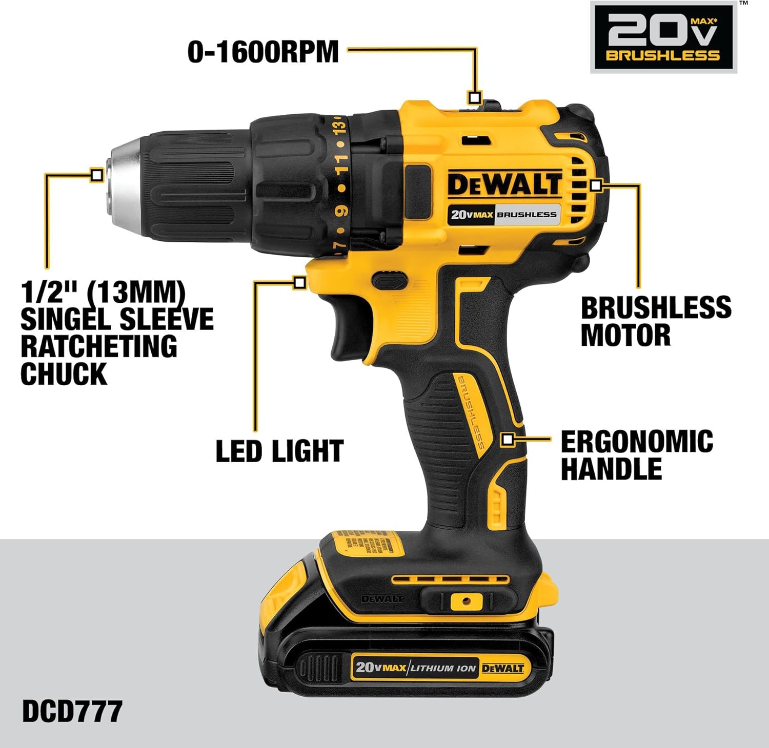 DEWALT 20V MAX Cordless Drill and Impact Driver, Power Drill Brushless 2-Tool Power Tool Combo Kit, Includes 2 Batteries, Charger and Bag