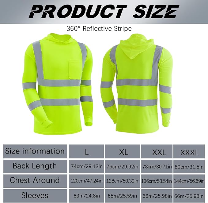 Amylove 4 Pcs Reflective Safety T Shirt High Visibility Work Shirts Sun Protection Construction