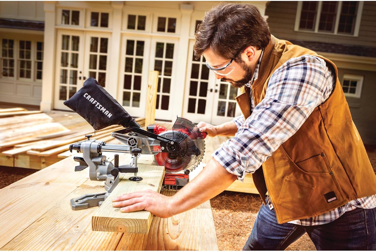 CRAFTSMAN V20 Cordless Sliding Miter Saw, 7-1/4 inch, Single Bevel, Battery and Charger Included